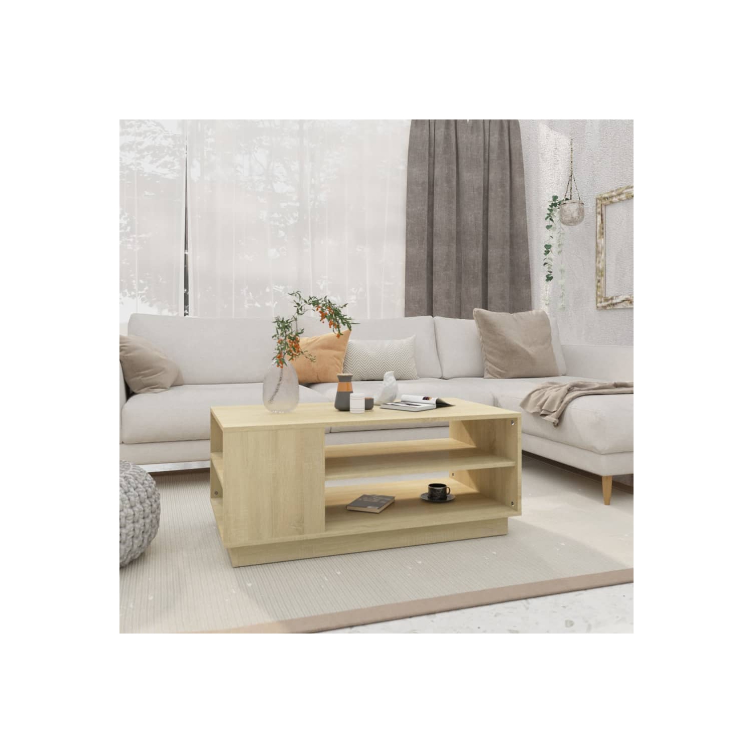 vidaXL Coffee Table Sonoma Oak 102x55x43 cm Engineered Wood