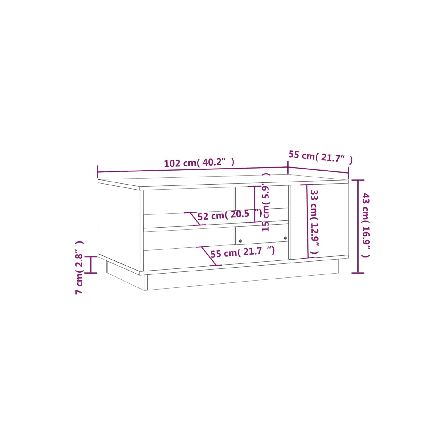 vidaXL Coffee Table Sonoma Oak 102x55x43 cm Engineered Wood