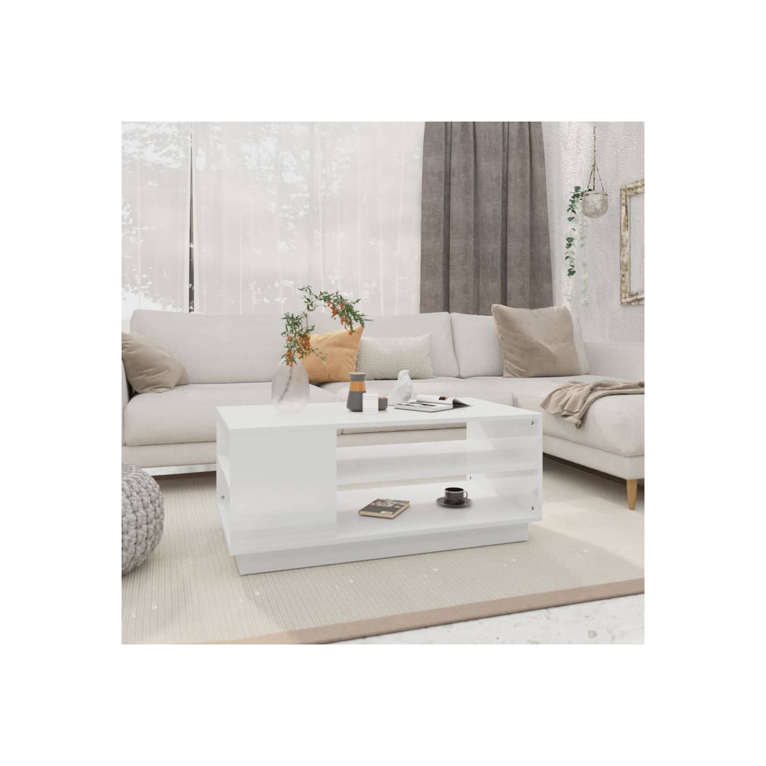 vidaXL Coffee Table White 102x55x43 cm Engineered Wood