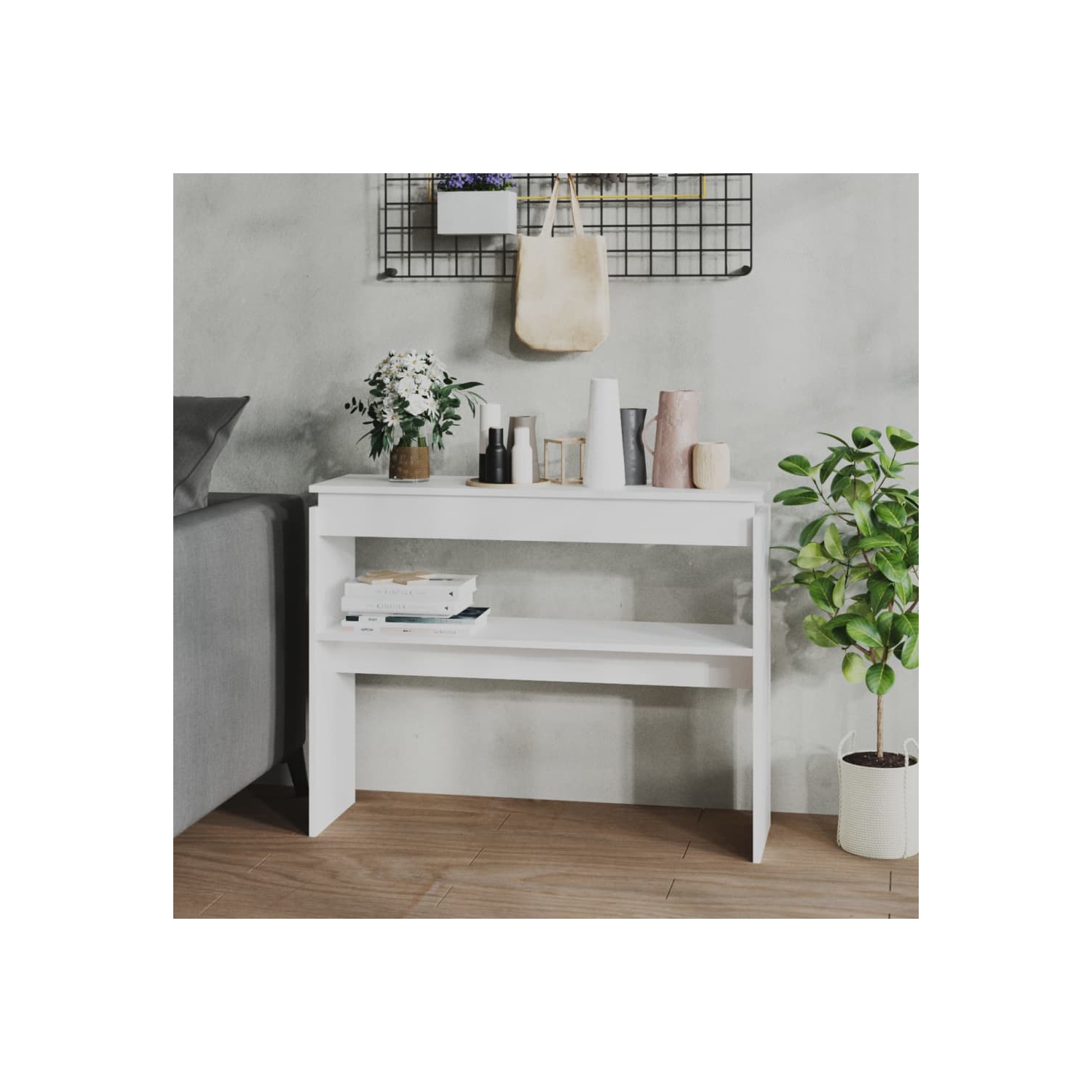 vidaXL Console Table White 102x30x80 cm Engineered Wood