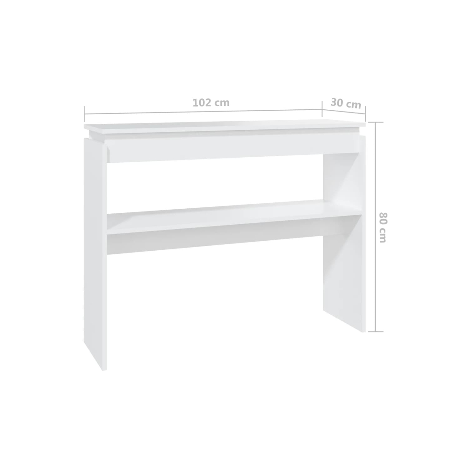 vidaXL Console Table White 102x30x80 cm Engineered Wood