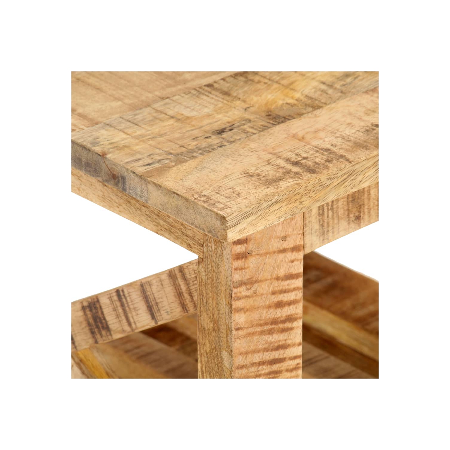 vidaXL Side Table with Wheels 40x40x42 cm Rough Mango Wood