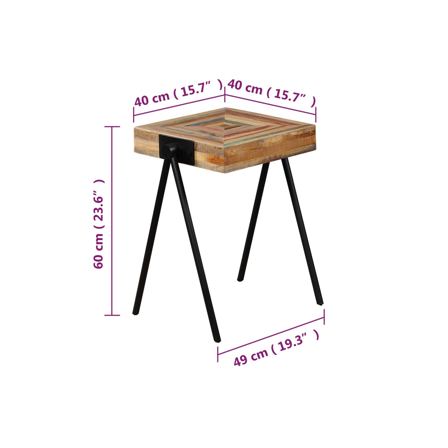 vidaXL Side Table Solid Reclaimed Teak