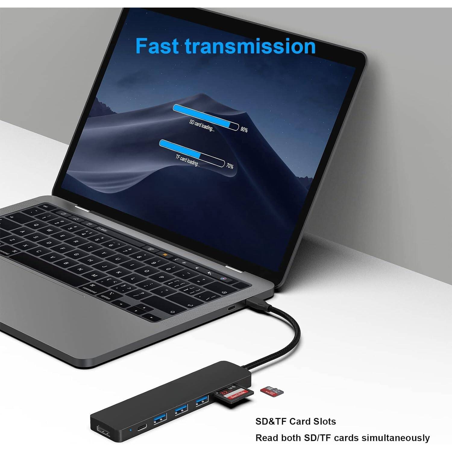 Concentrateur USB-C 7 en 1, Adaptateur multiport USB-C avec USB-C vers HDMI, compatible avec iPhone 15 Pro/Max, iPad Pro, iMac, MacBook, S23, XPS17