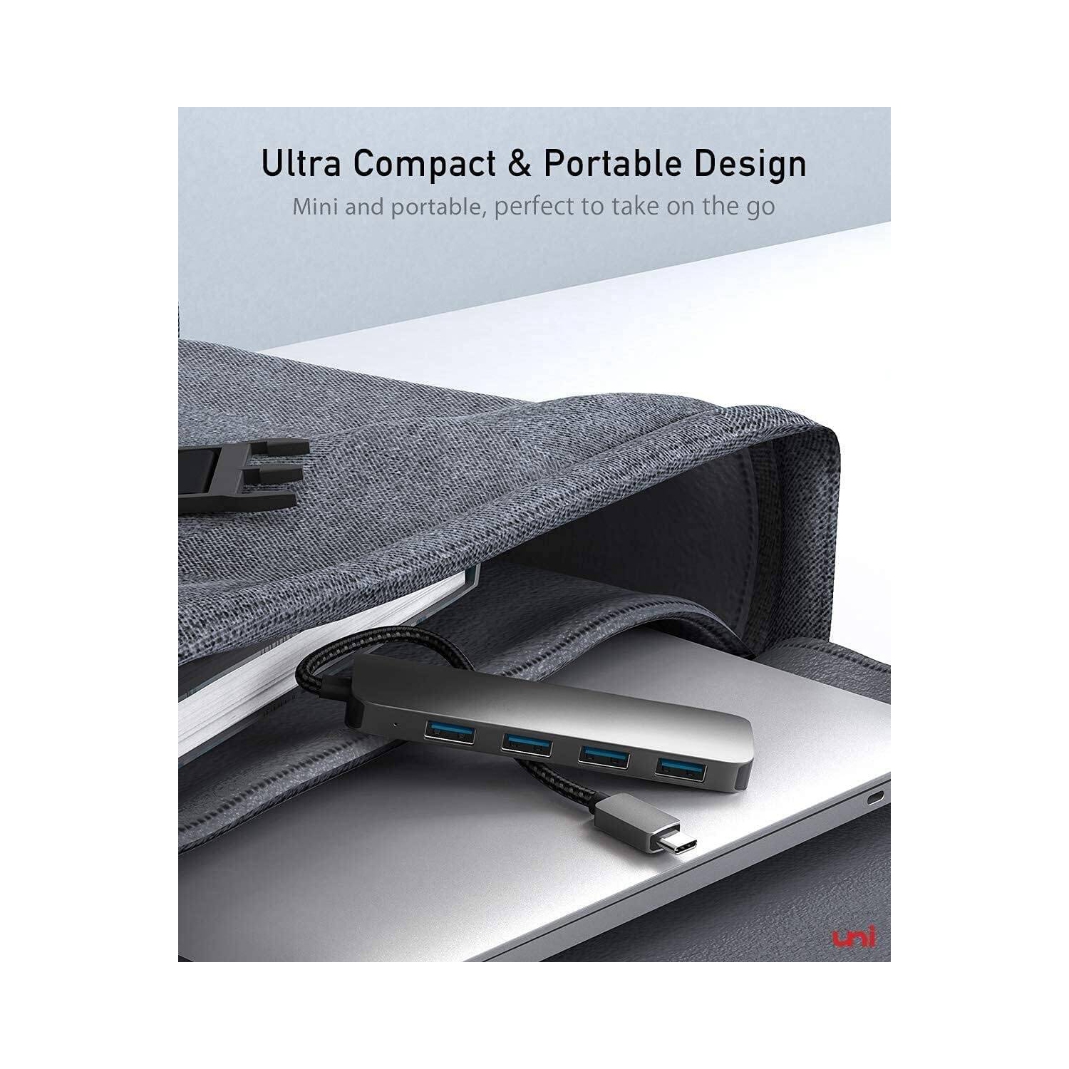 USB C Hub, slim Type C to USB Adapter Hub with 4 USB 3.0 Ports, aluminum Thunderbolt 3/4 to Multiport USB Adaptor compatible with MacBook Pro/Air,