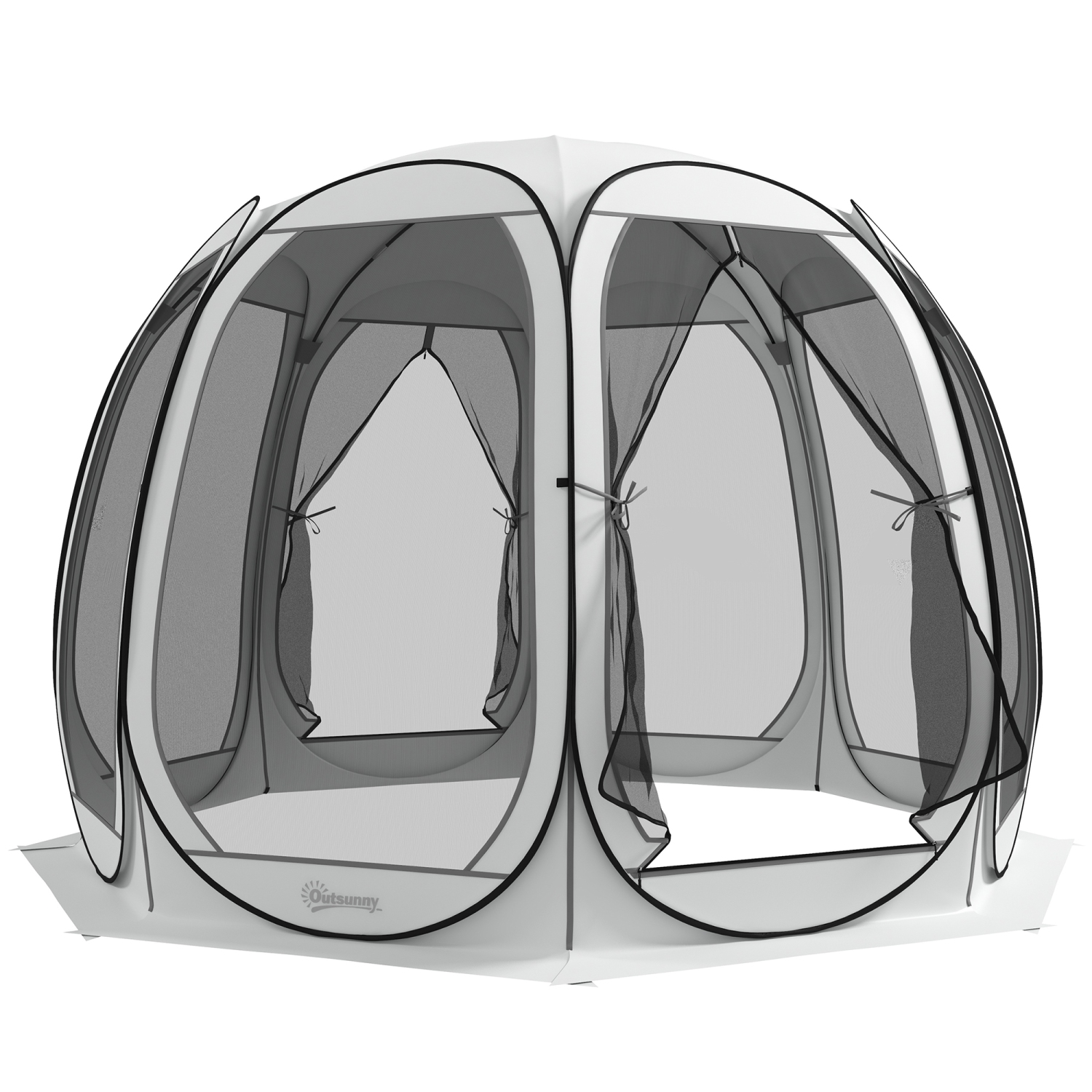 Outsunny 11' x 11.5' Screen Tent House, Pop Up Tent Gazebo with Nettings, Portable Carry Bag and 2 Doors, Cream White