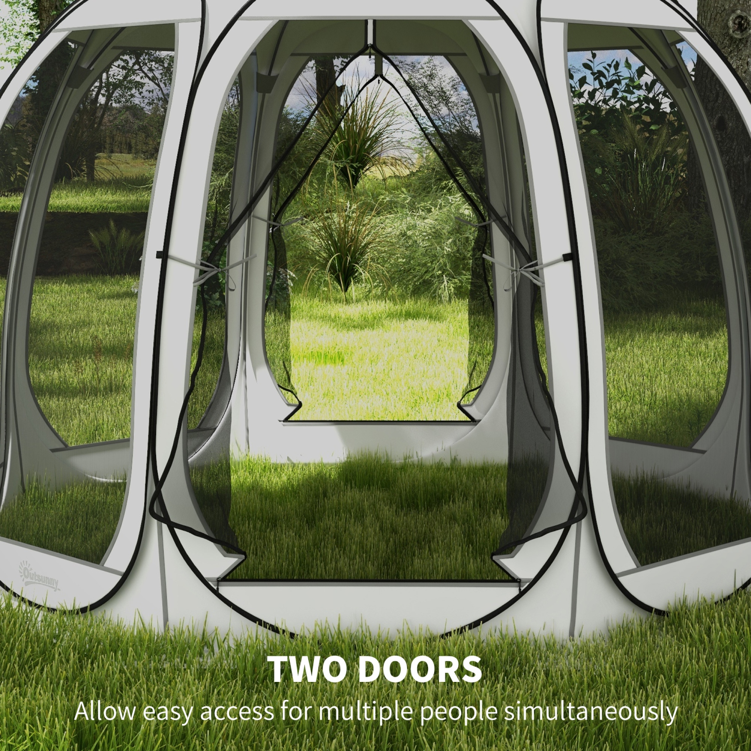 Outsunny 11' x 11.5' Screen Tent House, Pop Up Tent Gazebo with Nettings, Portable Carry Bag and 2 Doors, Cream White