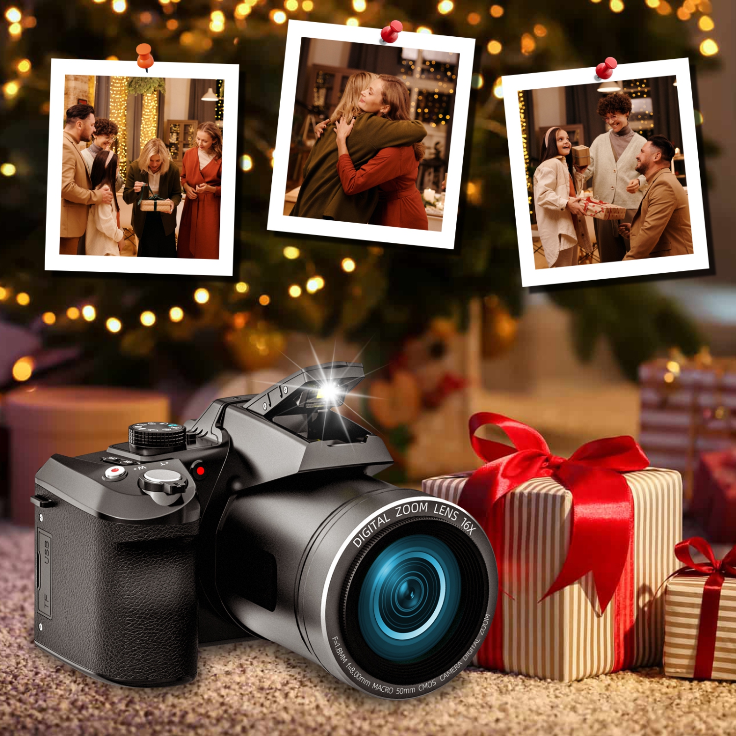 64MP Digital Camera for Photography and Video, 5K Vlogging Camera for YouTube with 3’’ Flip Screen,16X Digital Zoom, WIFI& Autofocus,2 Batteries,