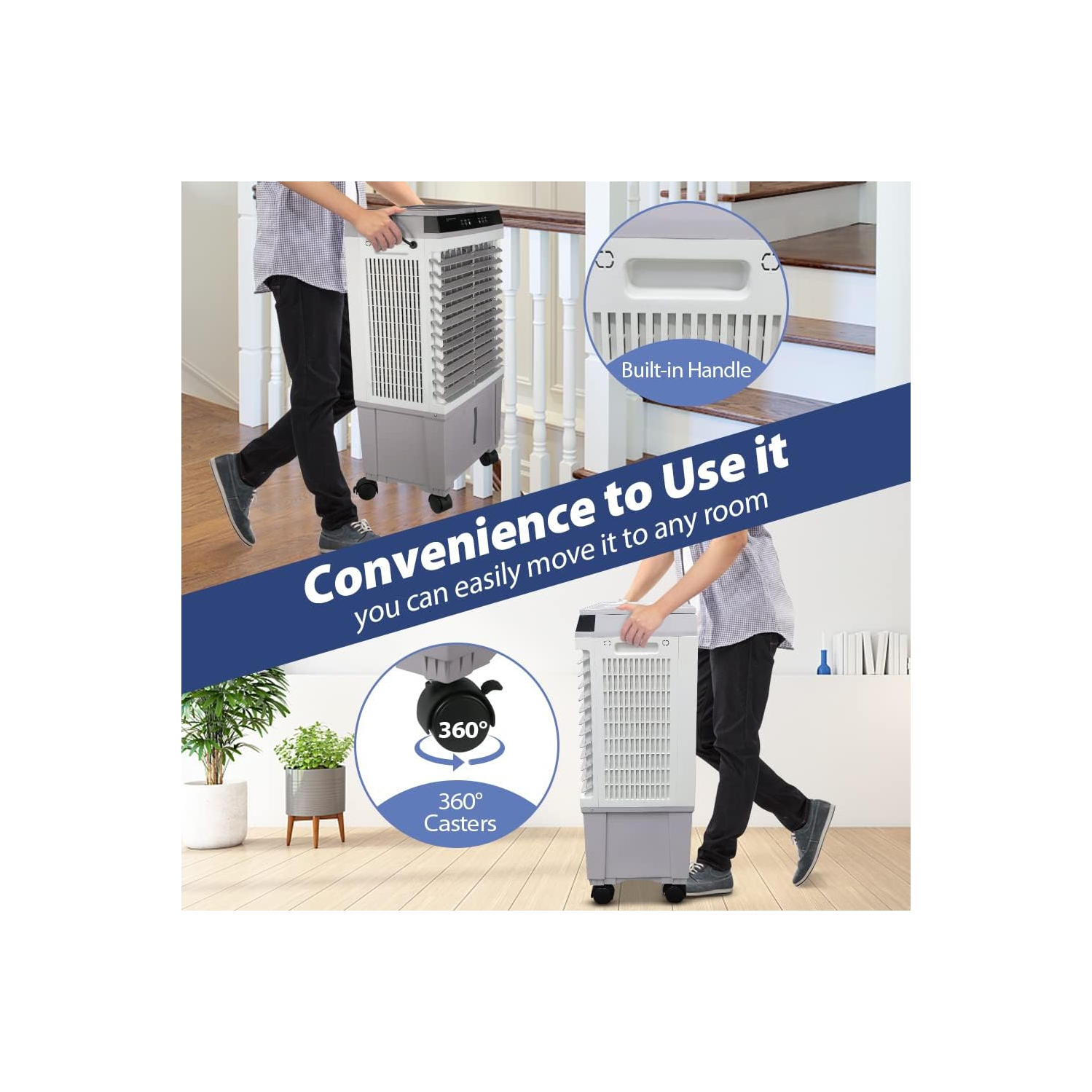 Lifeplus 20 L Portable Evaporative Air Cooler Fan Humidifier 3 Speed Indoor/Outdoor 5.2 Gal.