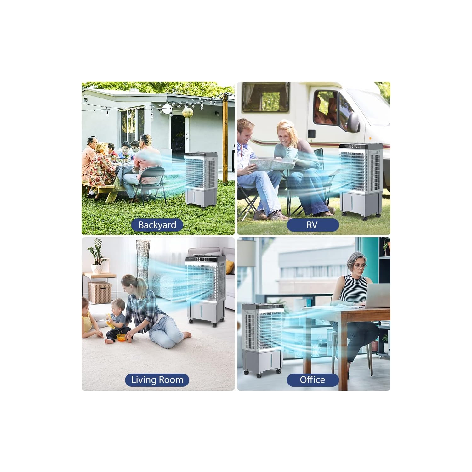 Lifeplus 20 L Portable Evaporative Air Cooler Fan Humidifier 3 Speed Indoor/Outdoor 5.2 Gal.