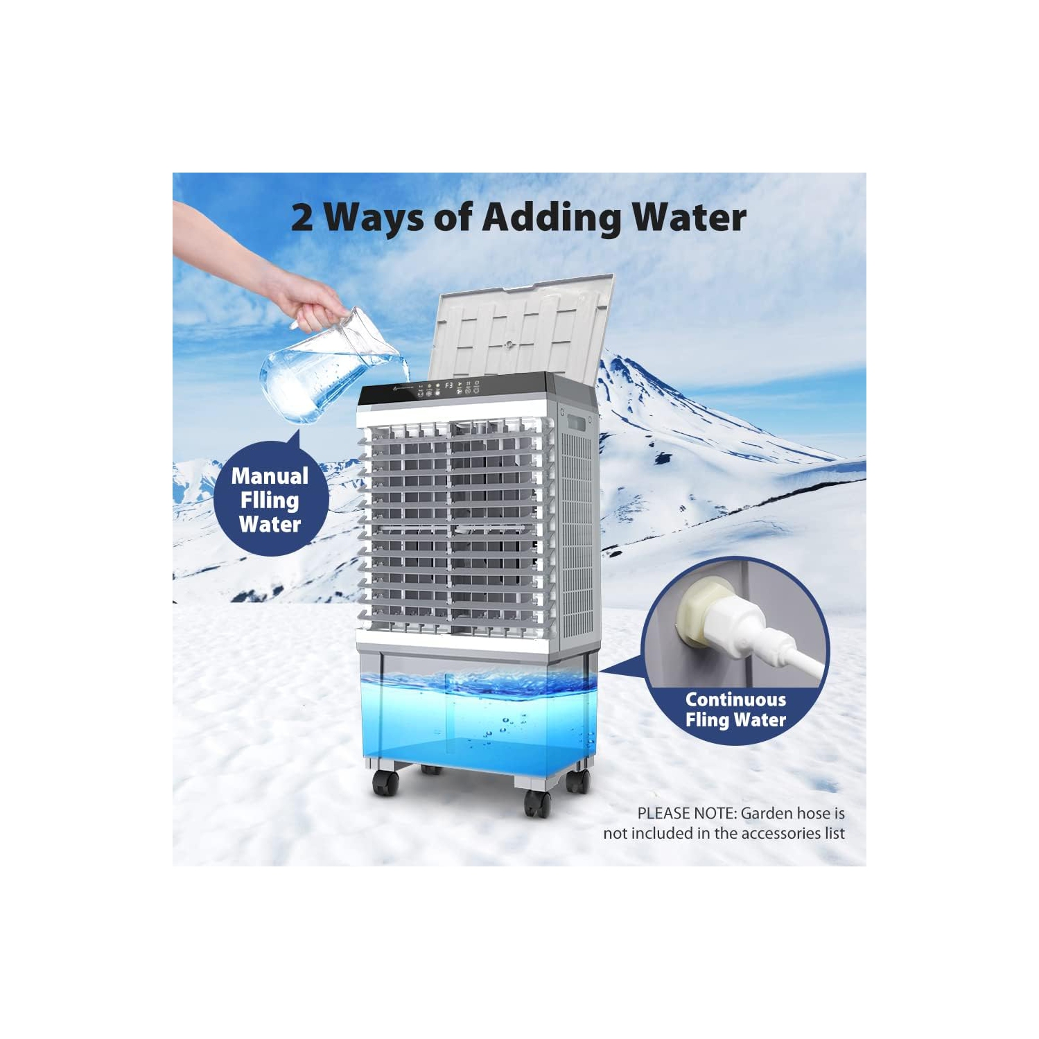 Lifeplus 20 L Portable Evaporative Air Cooler Fan Humidifier 3 Speed Indoor/Outdoor 5.2 Gal.