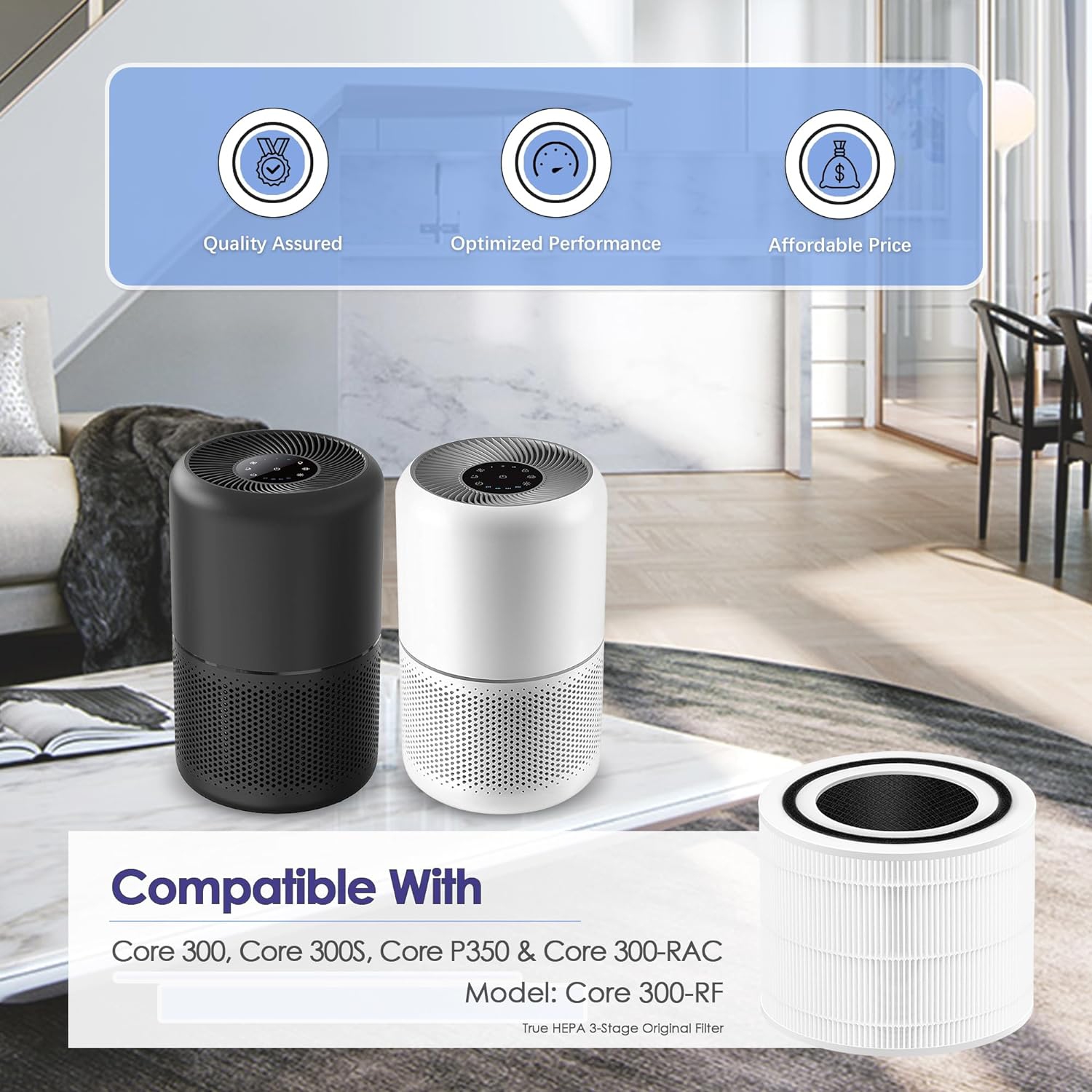 Core 300 Filter Compatible with LEVOIT Air Purifier Replacement Filter Core 300-RF, Core 300 300S P350, Core300-RF P350-RF 300-RF-TX 300-RF-PA