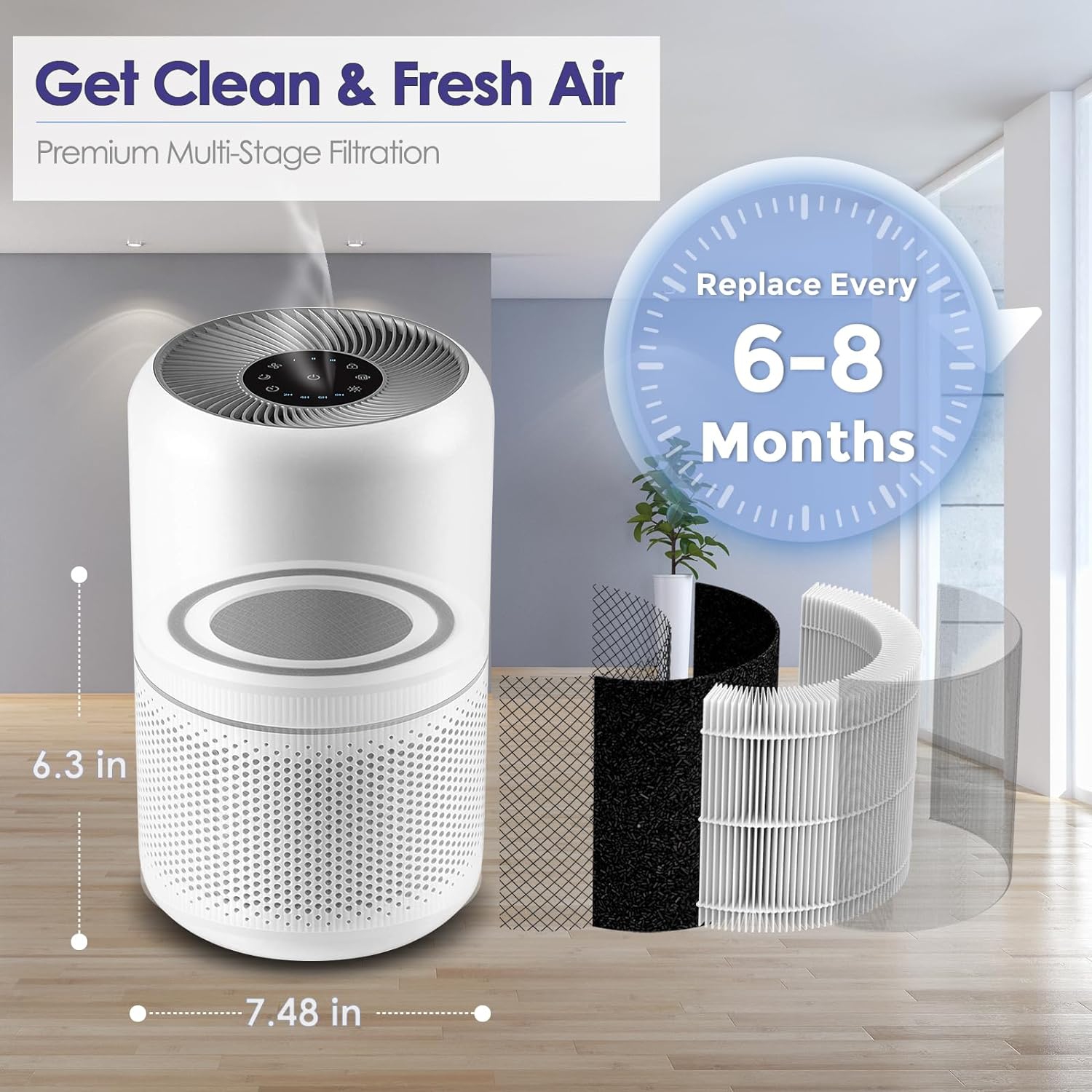 Core 300 Filter Compatible with LEVOIT Air Purifier Replacement Filter Core 300-RF, Core 300 300S P350, Core300-RF P350-RF 300-RF-TX 300-RF-PA