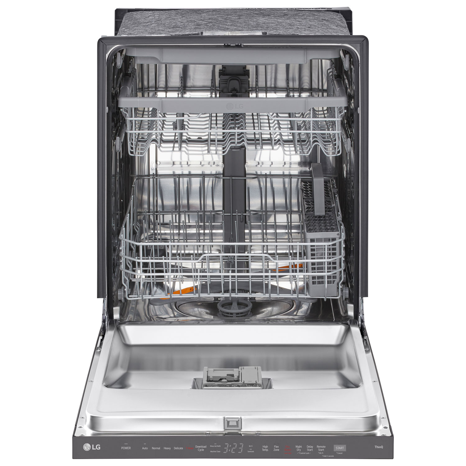 Lave-vaisselle encastrable 24 po 46 dB avec troisième panier de LG - Inox noir