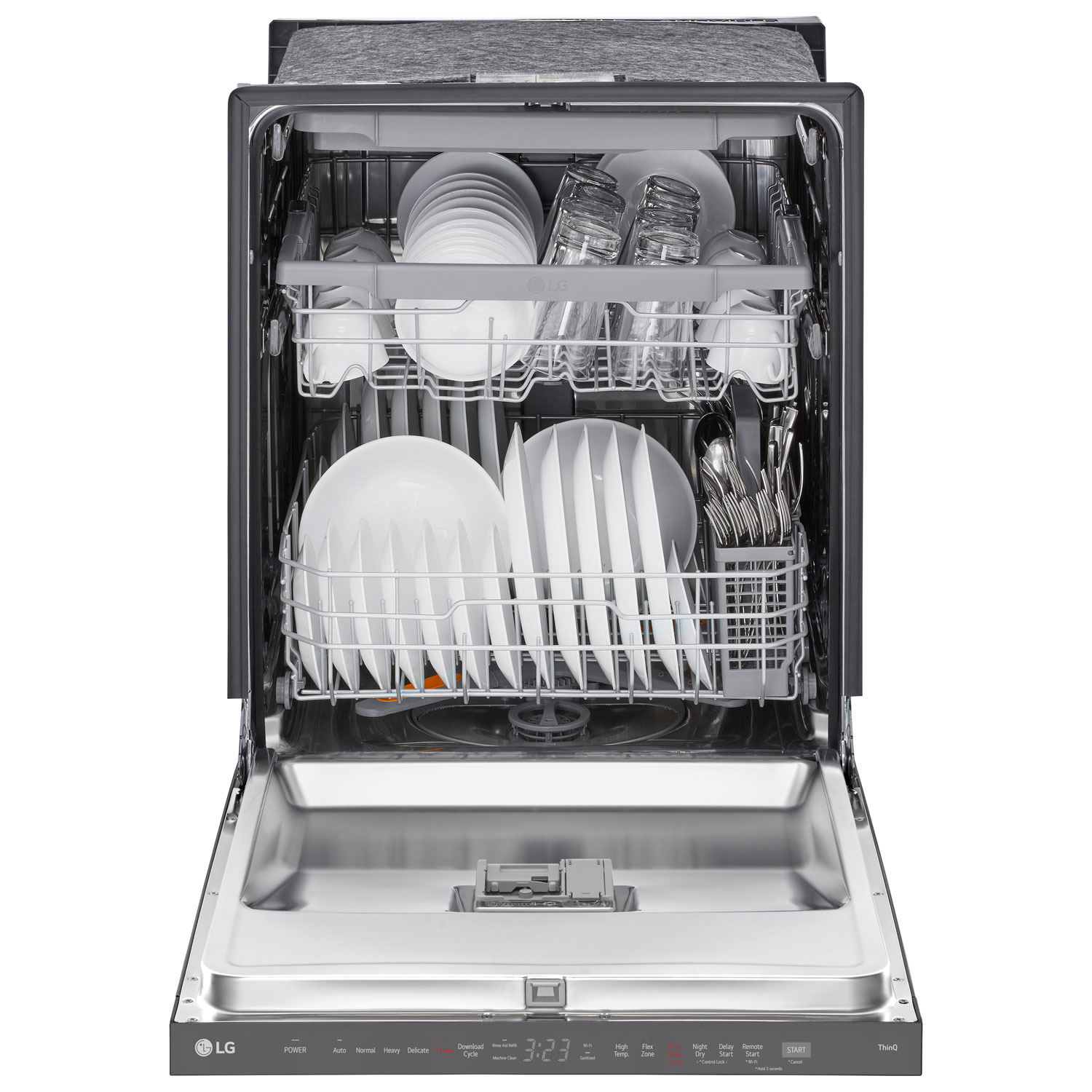 Lave-vaisselle encastrable 24 po 46 dB avec troisième panier de LG - Inox noir