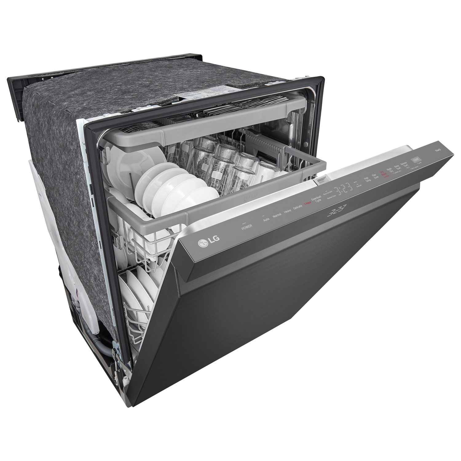 Lave-vaisselle encastrable 24 po 46 dB avec troisième panier de LG - Inox noir