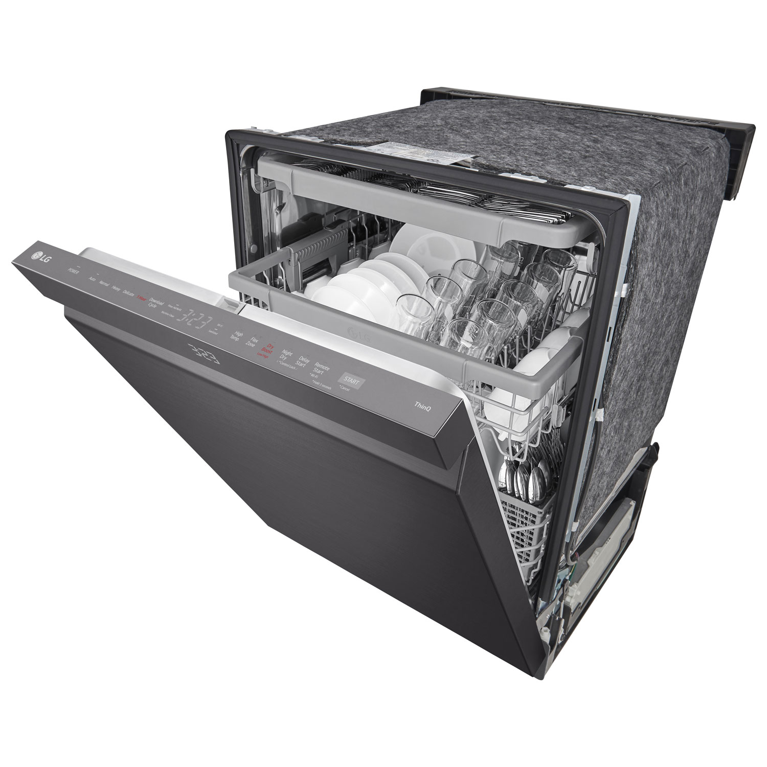 Lave-vaisselle encastrable 24 po 46 dB avec troisième panier de LG - Inox noir