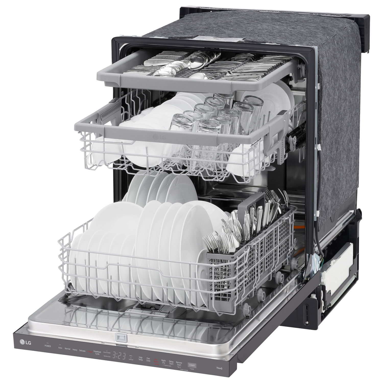 Lave-vaisselle encastrable 24 po 46 dB avec troisième panier de LG - Inox noir