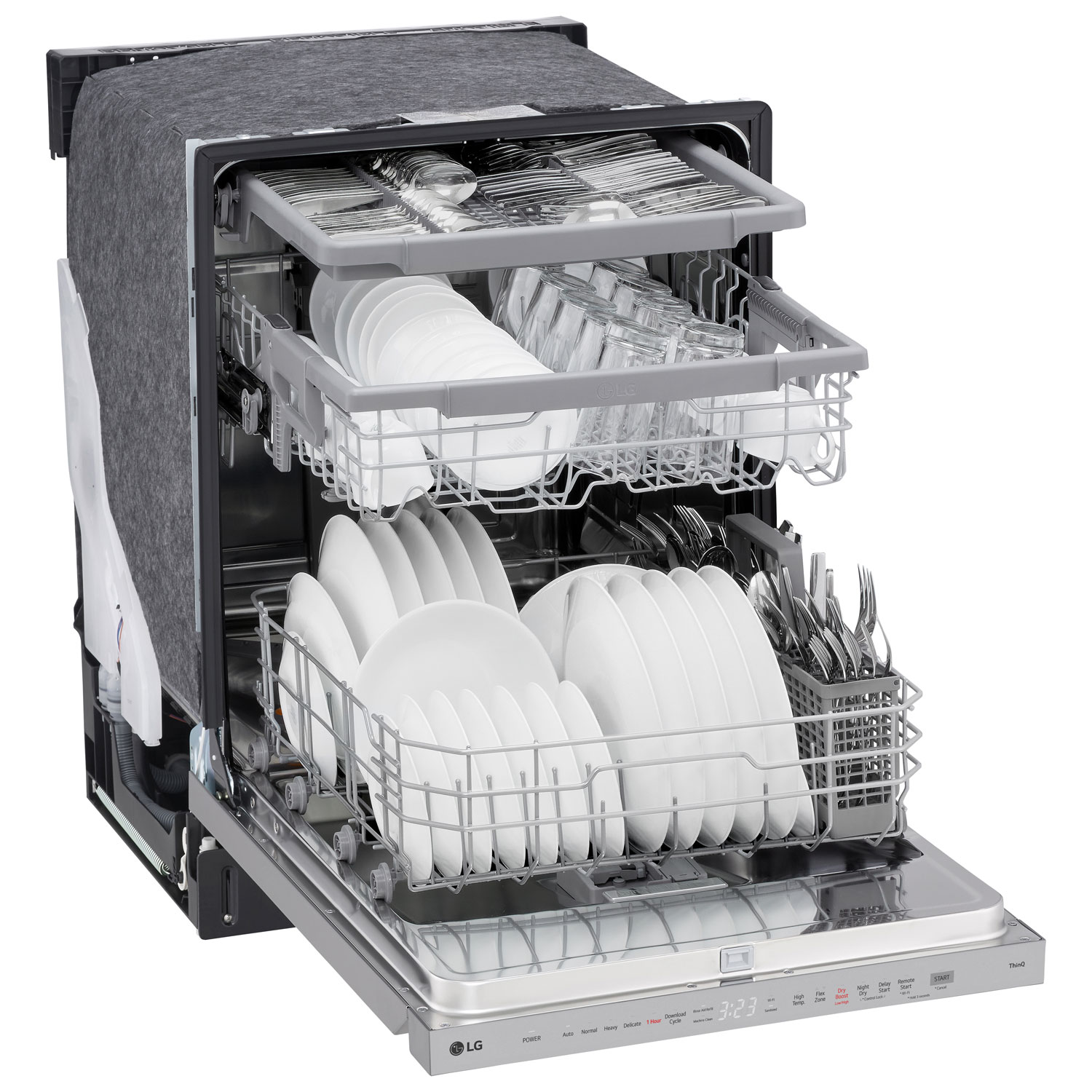 Lave-vaisselle encastrable 24 po 46 dB avec troisième panier de LG - Acier inoxydable