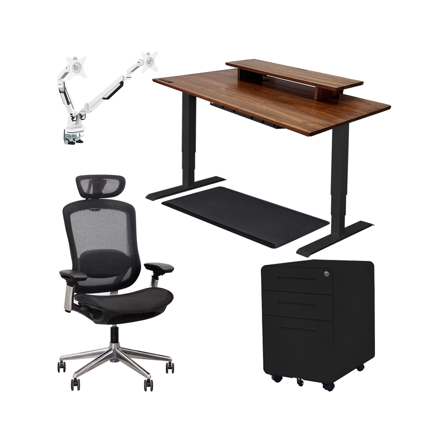 Arbor Bundle Height-Adjustable Solid Wood Standing Desk Black