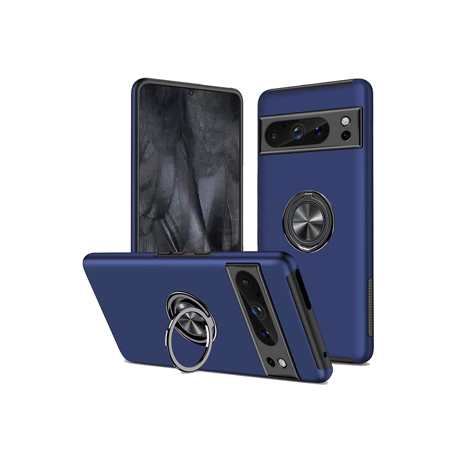 [CS] Étui avec béquille magnétique hybride invisible pour Pixel 8 de Google, bleu marine