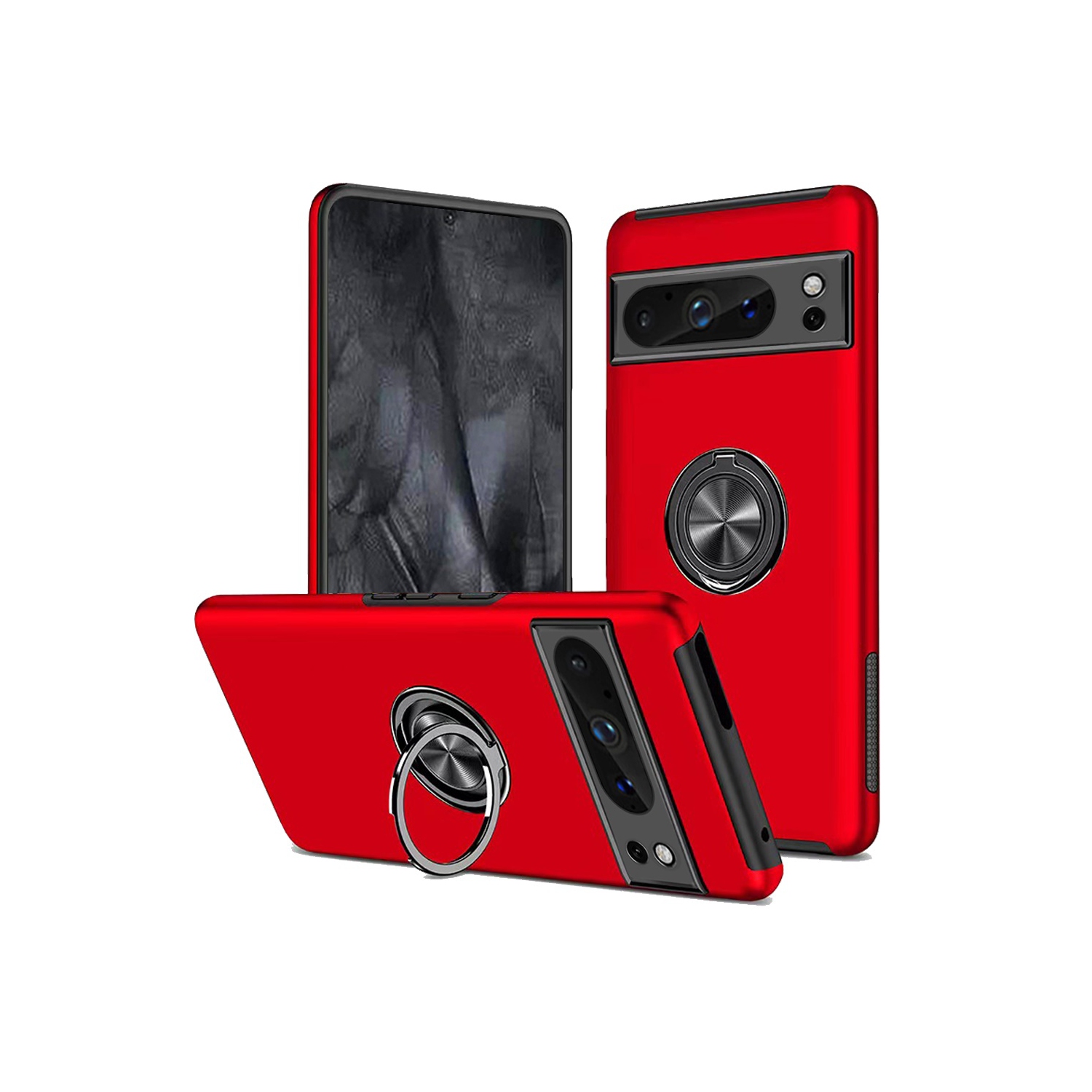 [CS] Étui avec support magnétique hybride invisible pour Pixel 8 de Google, rouge