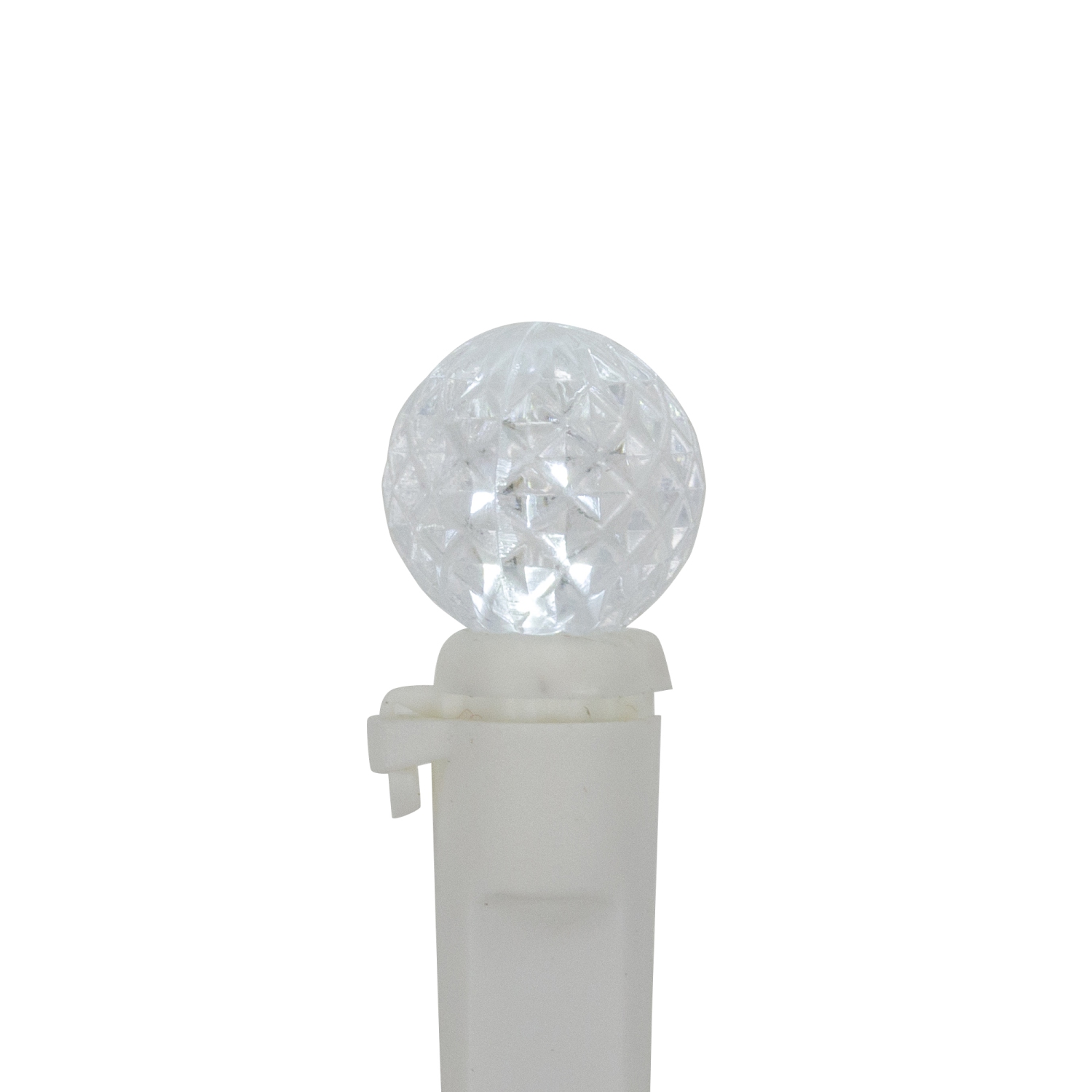 Lumières de Noël G12 de LED – Blanc pur – Câble blanc 16 pi – 50 unités