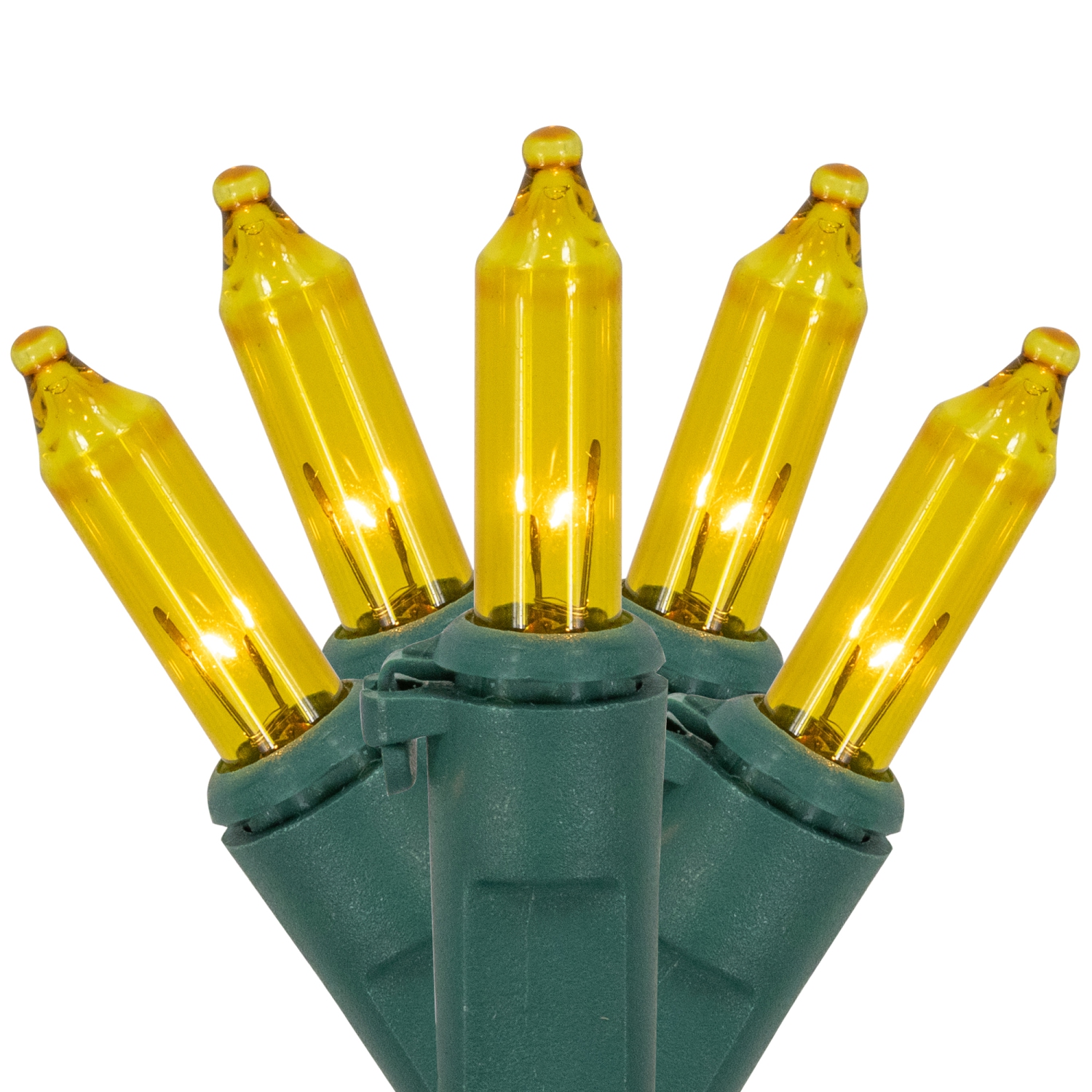 Mini lumières de Noël - Jaune - fil vert de 20,25 pi - 100ct
