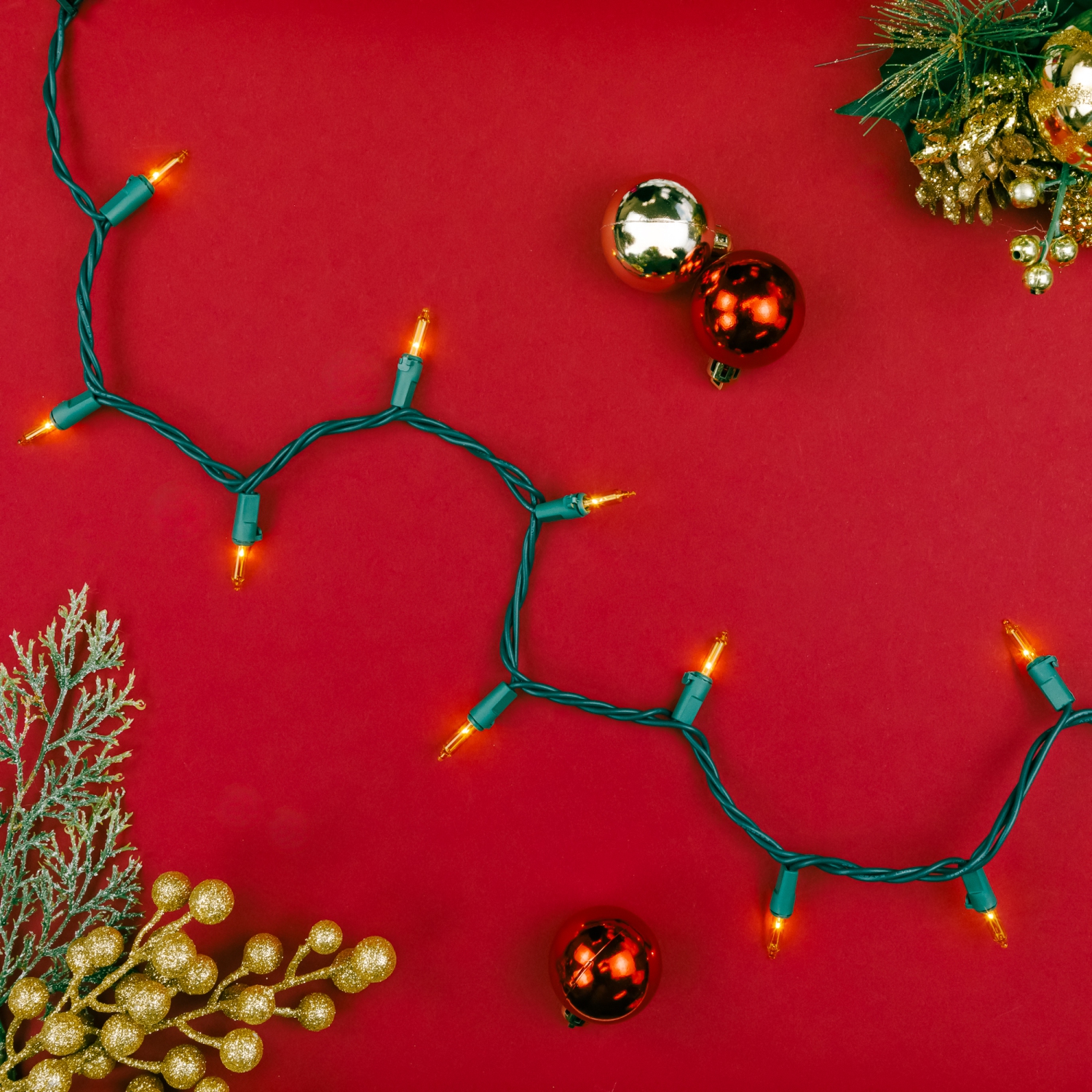 Mini lumières de Noël - Jaune - fil vert de 20,25 pi - 100ct