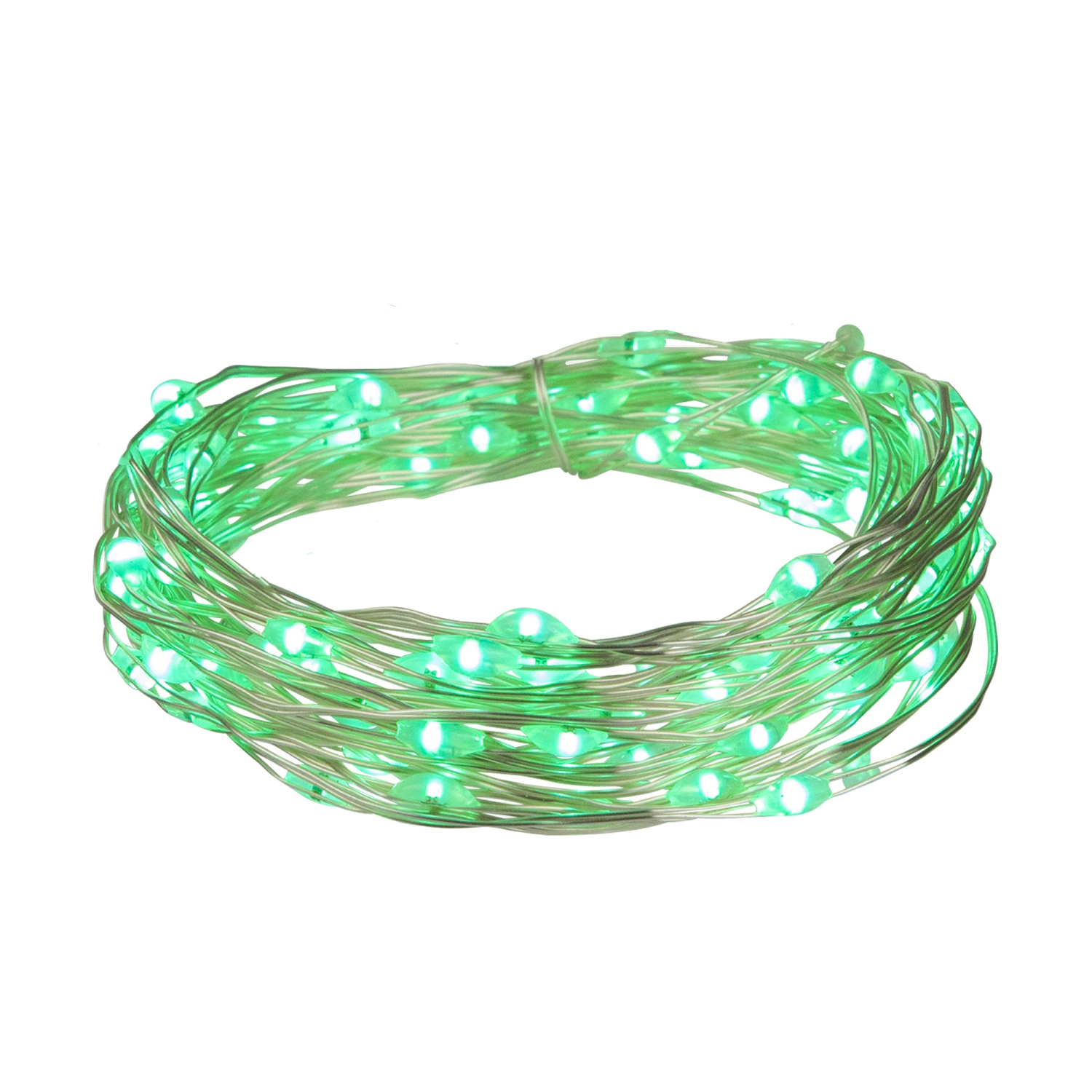 Micro Fairy Christmas Lights - Green LED 16' Copper Wire - 100ct