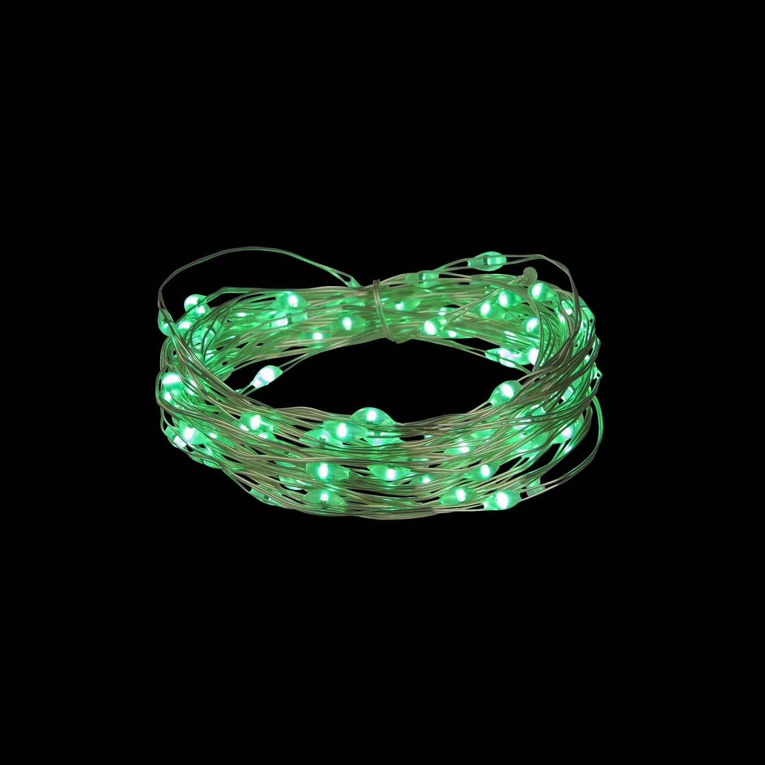 Micro Fairy Christmas Lights - Green LED 16' Copper Wire - 100ct