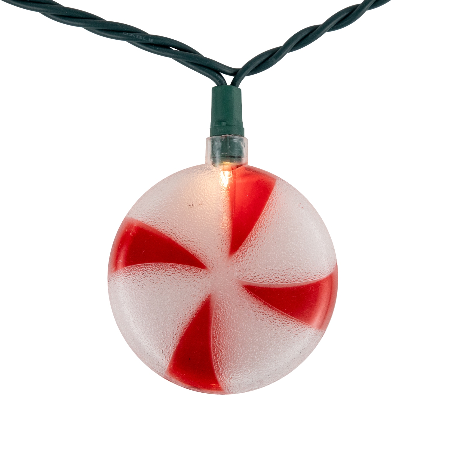 Lumières de Noël en forme de bonbons à la menthe poivrée, fil vert 6 pi, 10 unités
