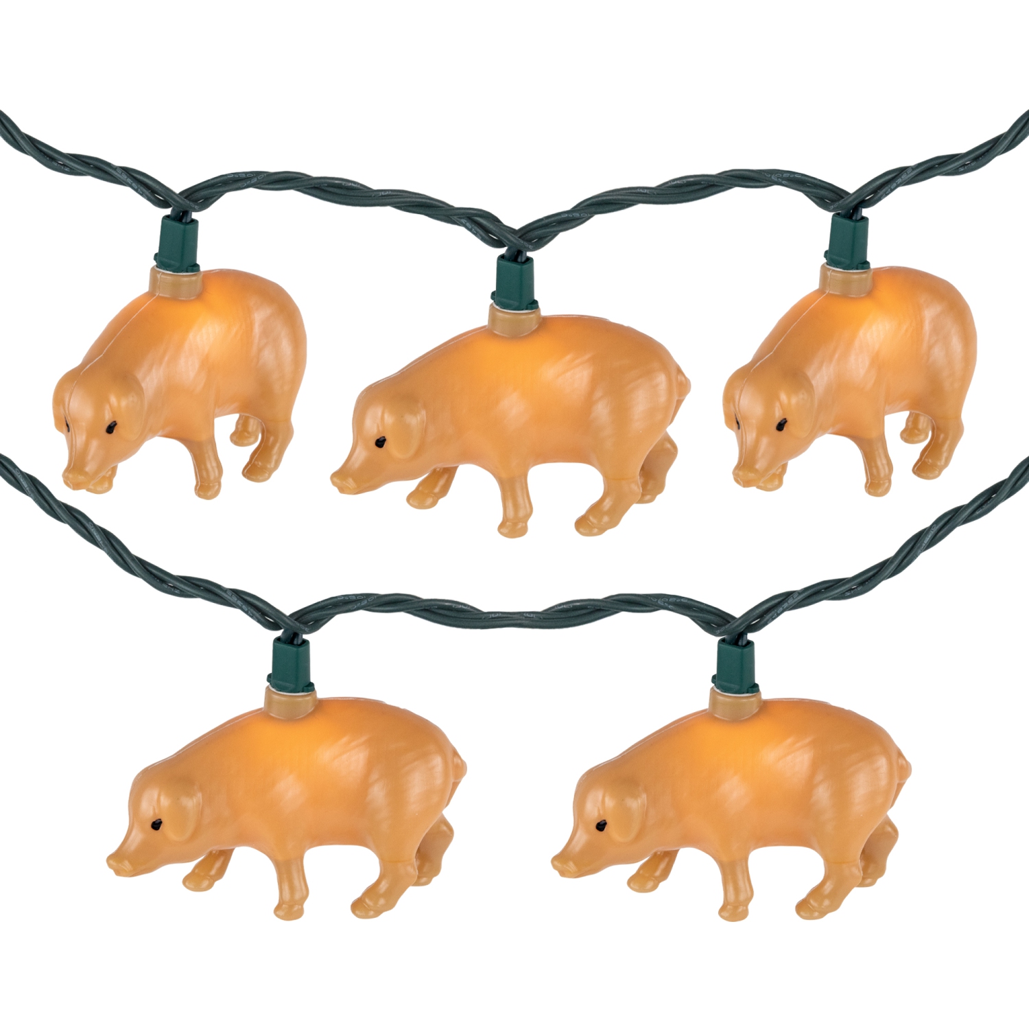 Pig Indoor Outdoor Patio Light Set - 6' Green Wire - 10ct