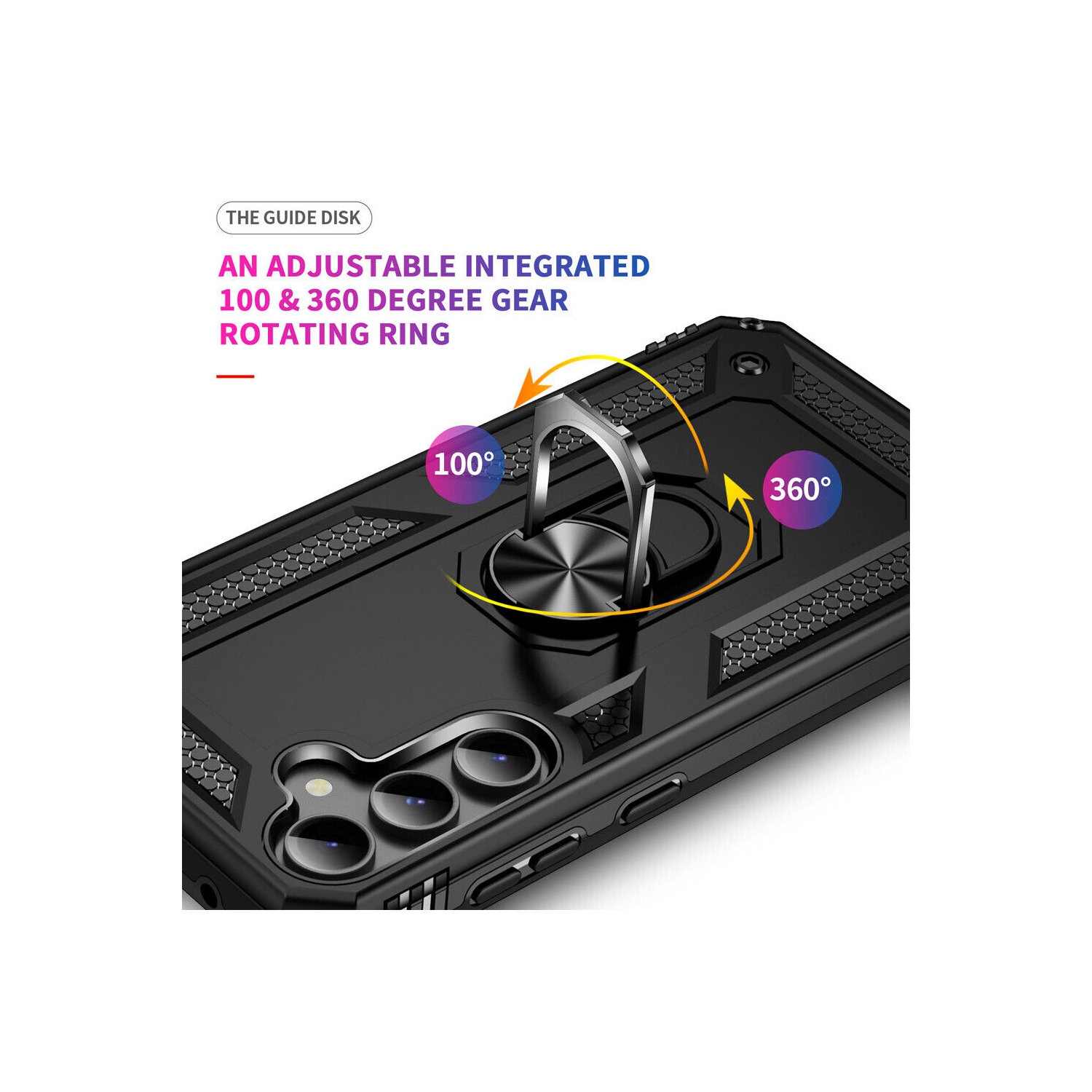 [CS] Hybrid Magnetic Hard Kickstand Case Cover with Ring Holder for Samsung Galaxy A05S 4G, Black