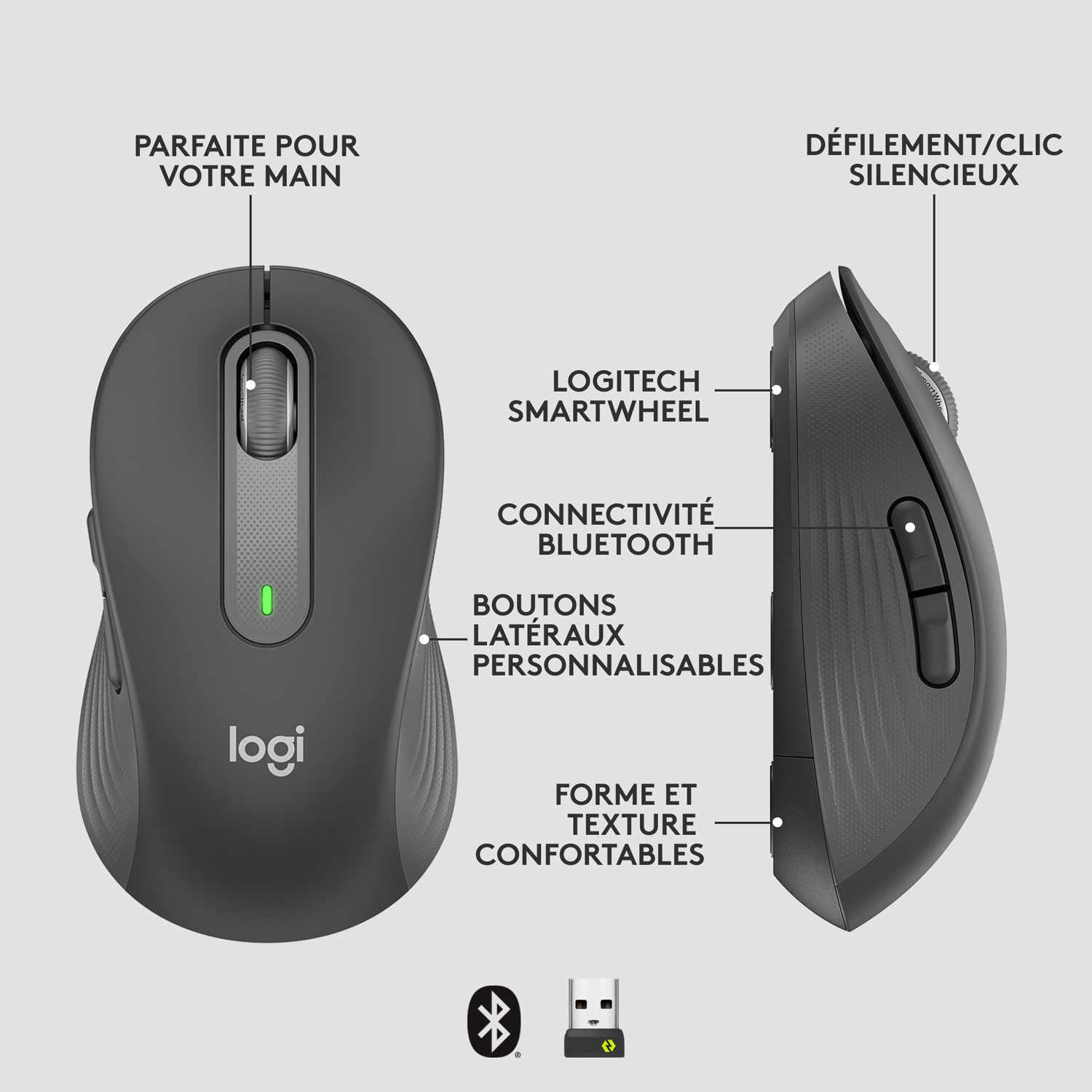 Logitech Signature M650 for Business 4000 DPI Business Wireless Mouse For Small to Medium Sized Hands - Graphite
