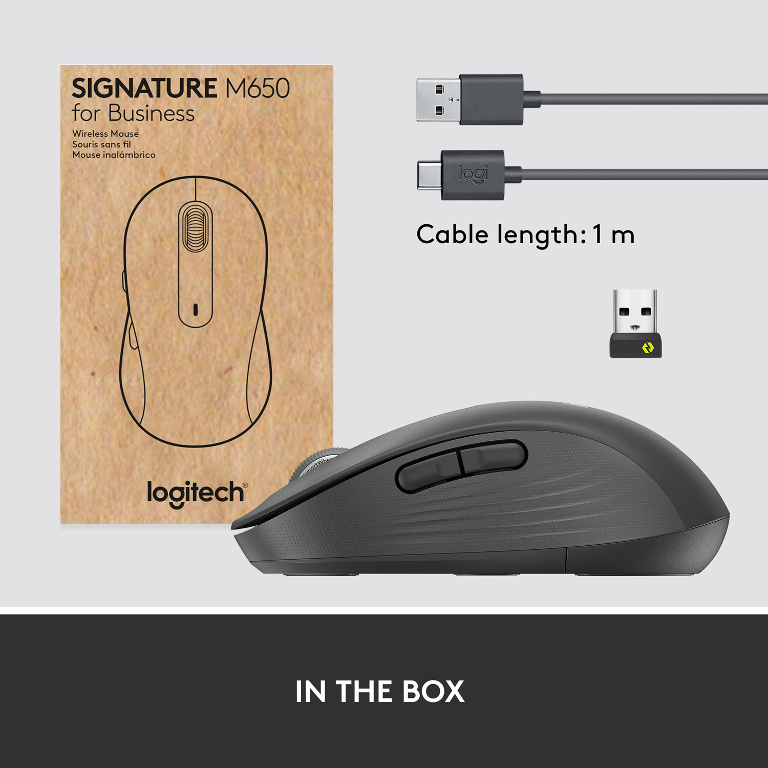 Logitech Signature M650 for Business 4000 DPI Business Wireless Mouse For Small to Medium Sized Hands - Graphite
