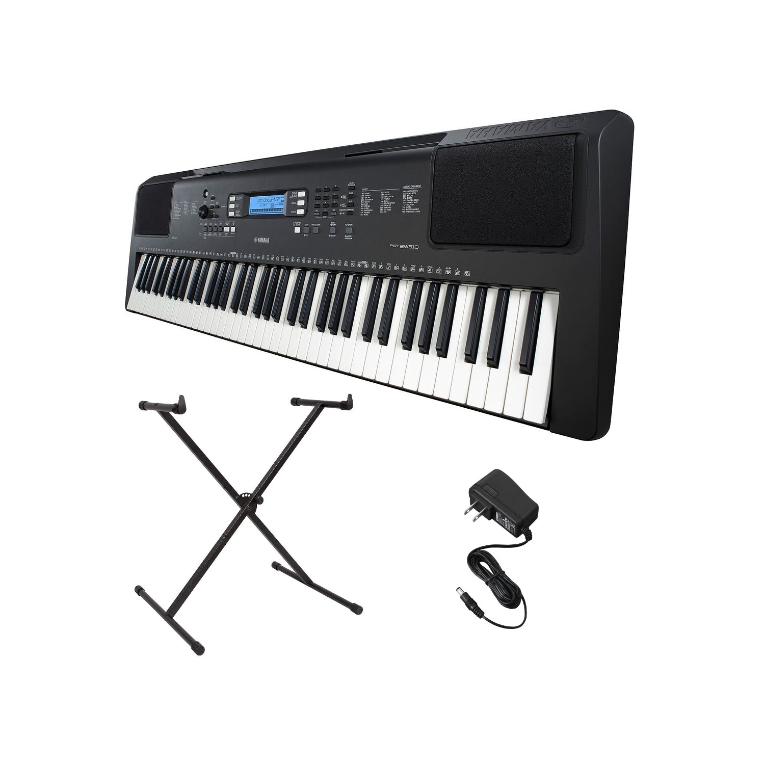 Yamaha PSR-EW310 76-Key Portable Keyboard Bundle with Stand and Power Supply