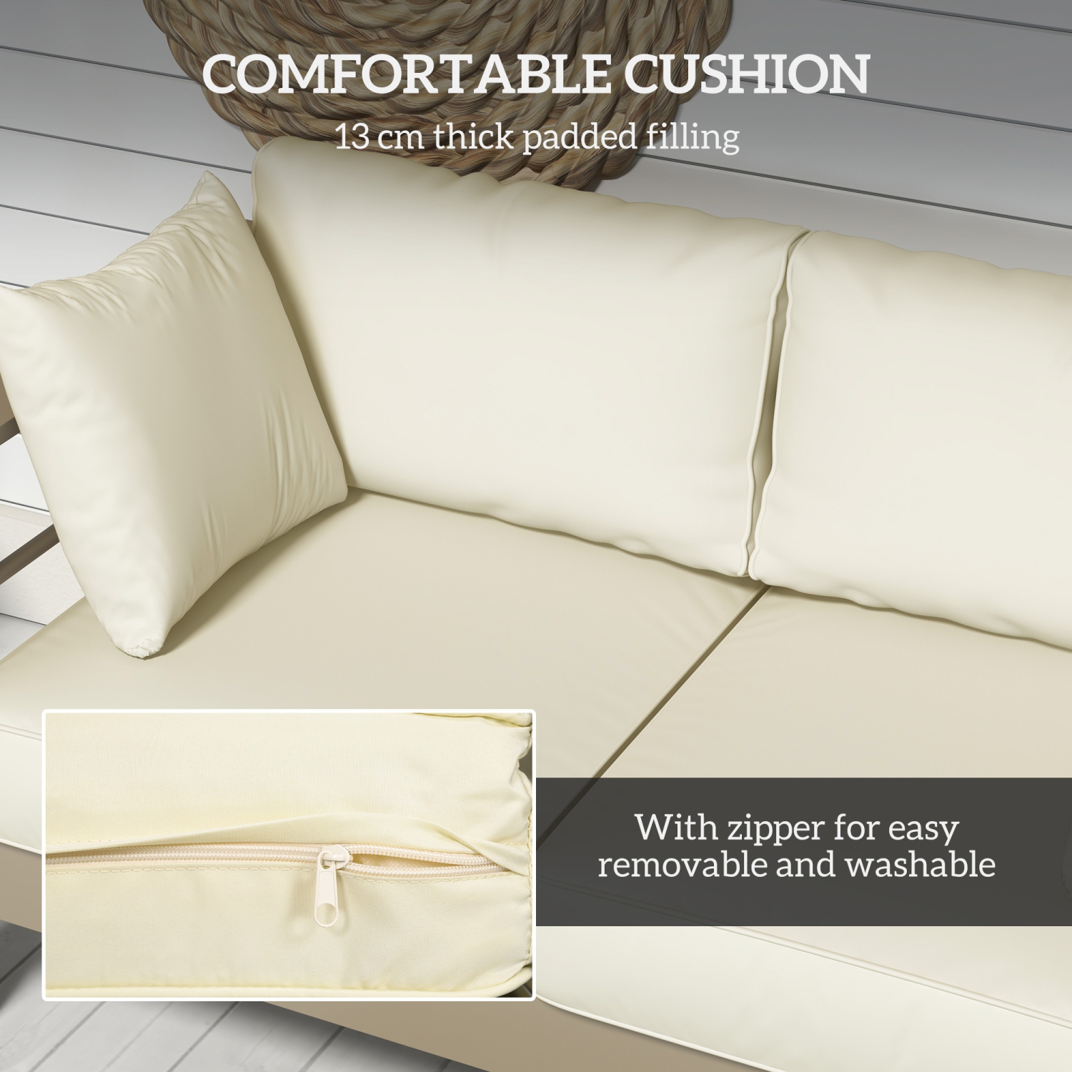 Outsunny Aluminum Patio Loveseat with Thick Cushions, Outdoor Seating for 2 with Armrests, All-Weather Garden Sofa, for Garden, Balcony, Backyard,