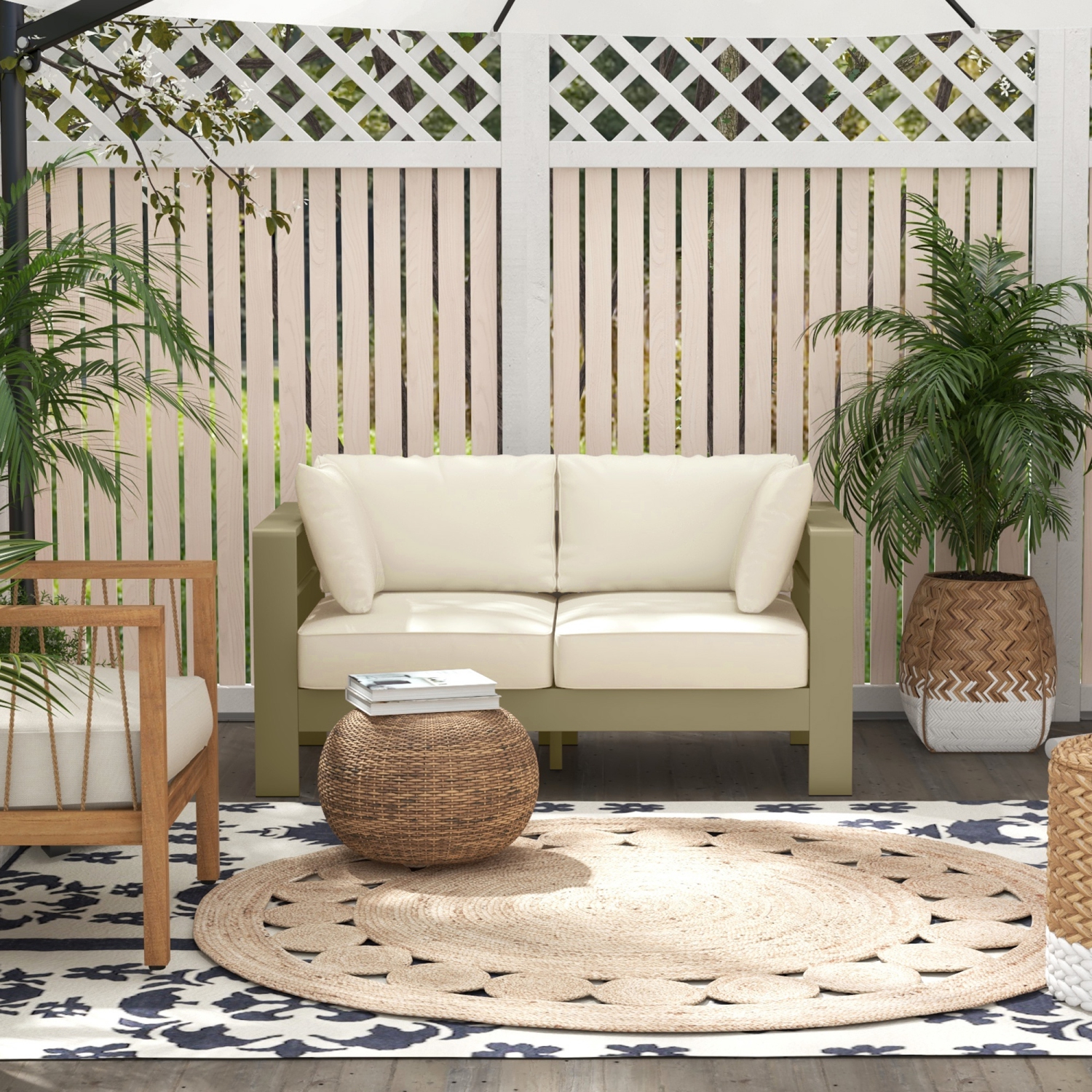 Outsunny Aluminum Patio Loveseat with Thick Cushions, Outdoor Seating for 2 with Armrests, All-Weather Garden Sofa, for Garden, Balcony, Backyard,