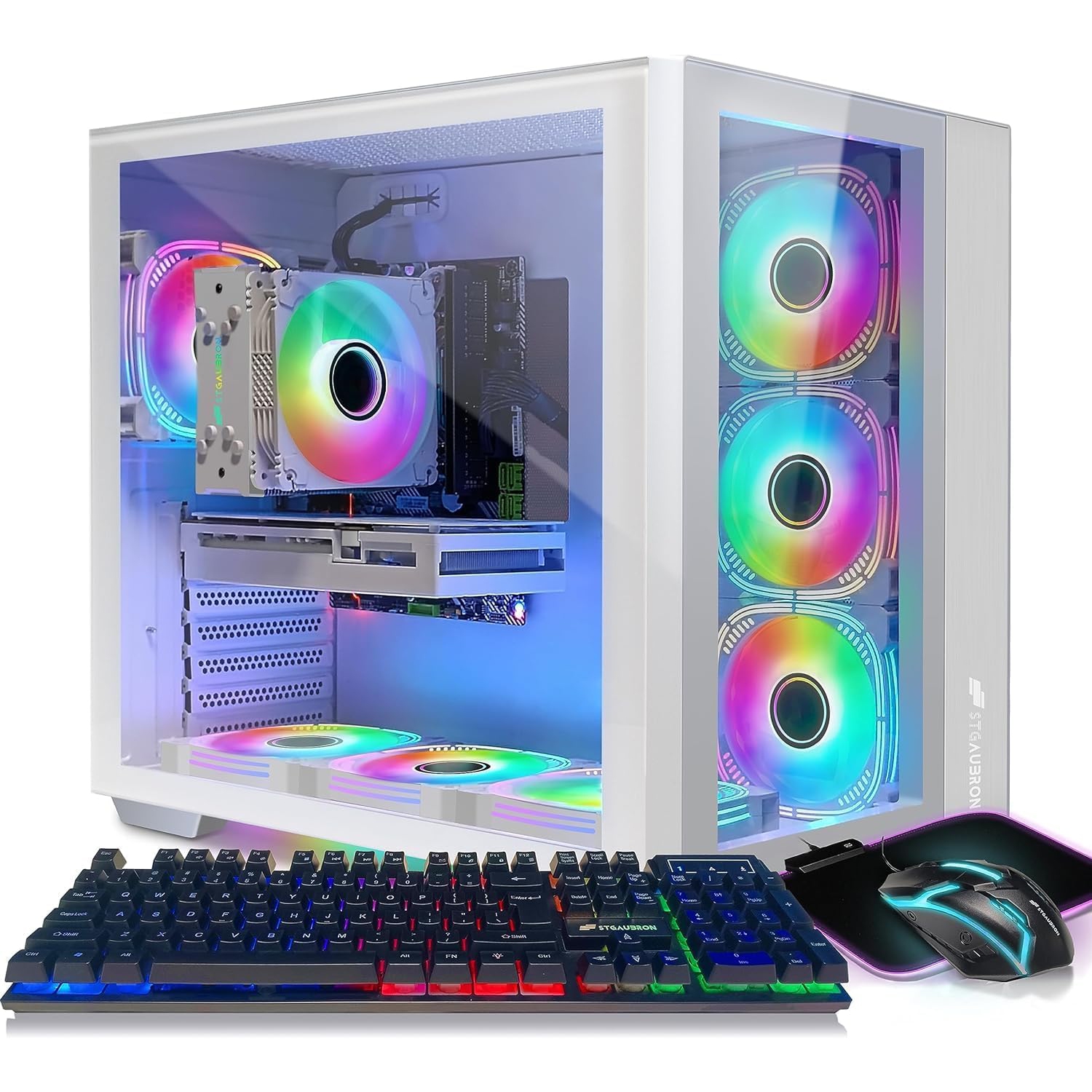 STGAubron Gaming Desktop,Intel Core i9-11900F up to 5.2G, RTX 3070 8G ,32G DDR4,2T SSD,600M WiFi,BT 5.0,RGB Fan x 7,RGB KB&MS&MS Pad,RGB BT Sound Bar,RGB BT Gaming Mic,W11H64