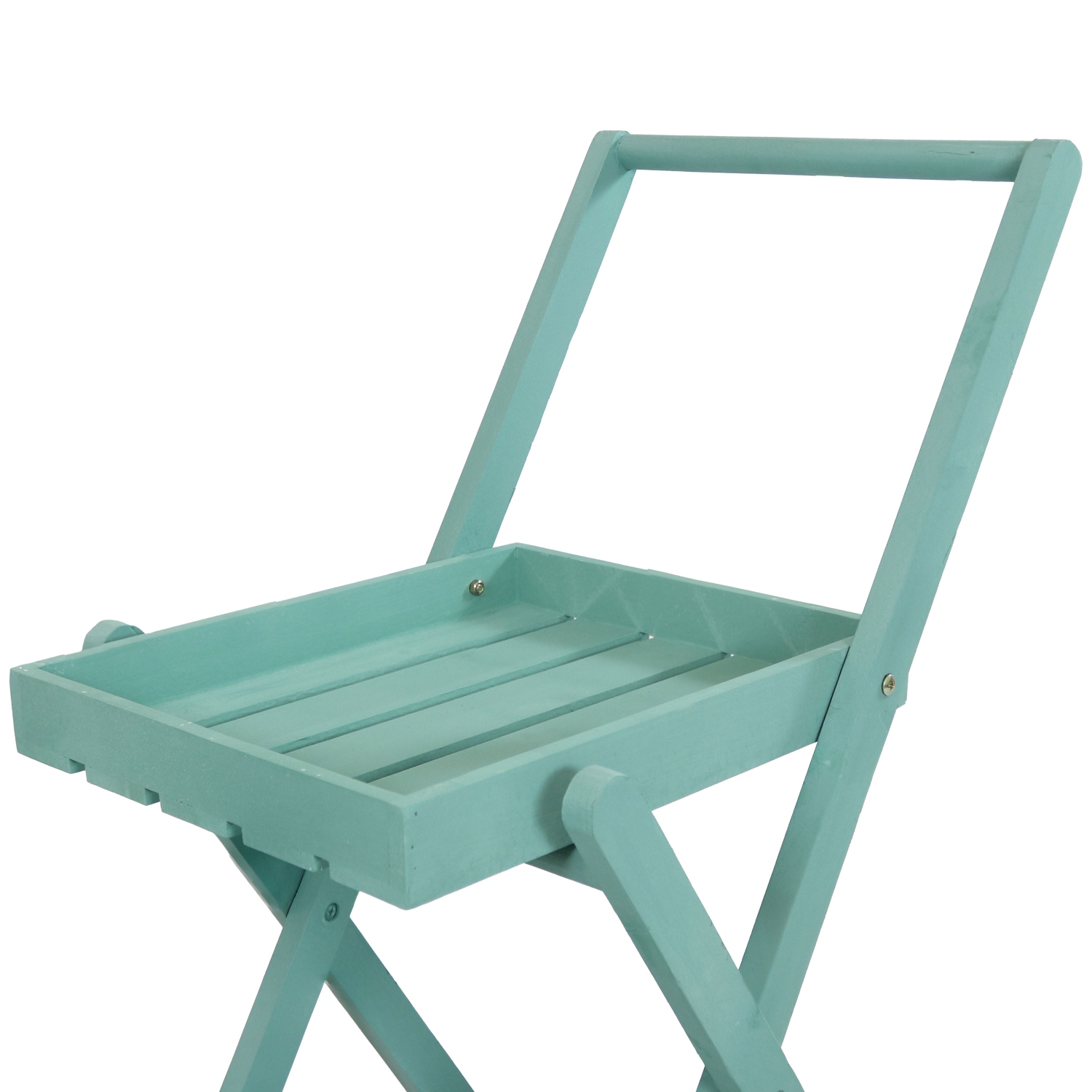 Sunnydaze 2-Tier Fir Wheeled Planter Stand - Robin Egg Blue