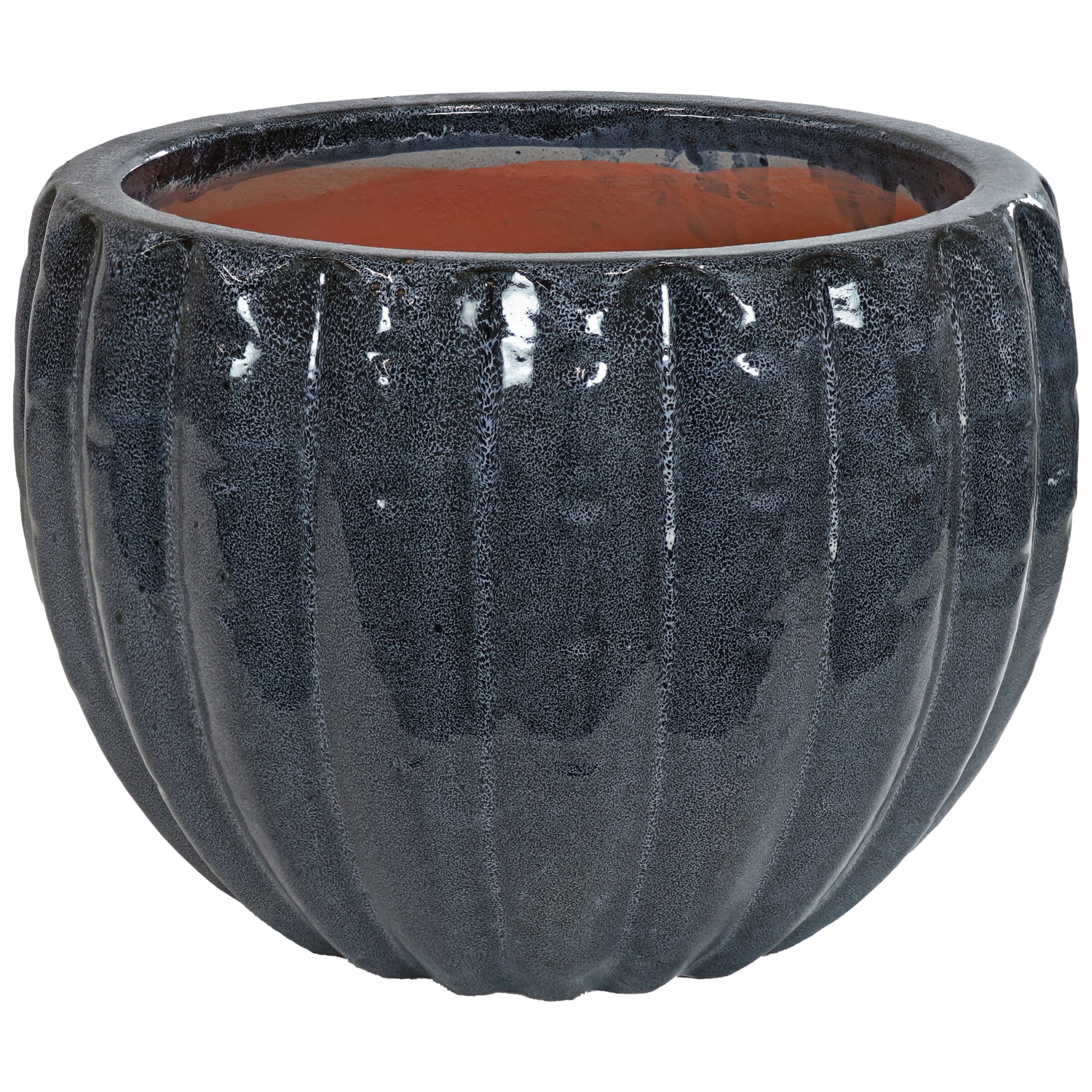 Sunnydaze 13.5" Fluted Ceramic Planter - Black Mist