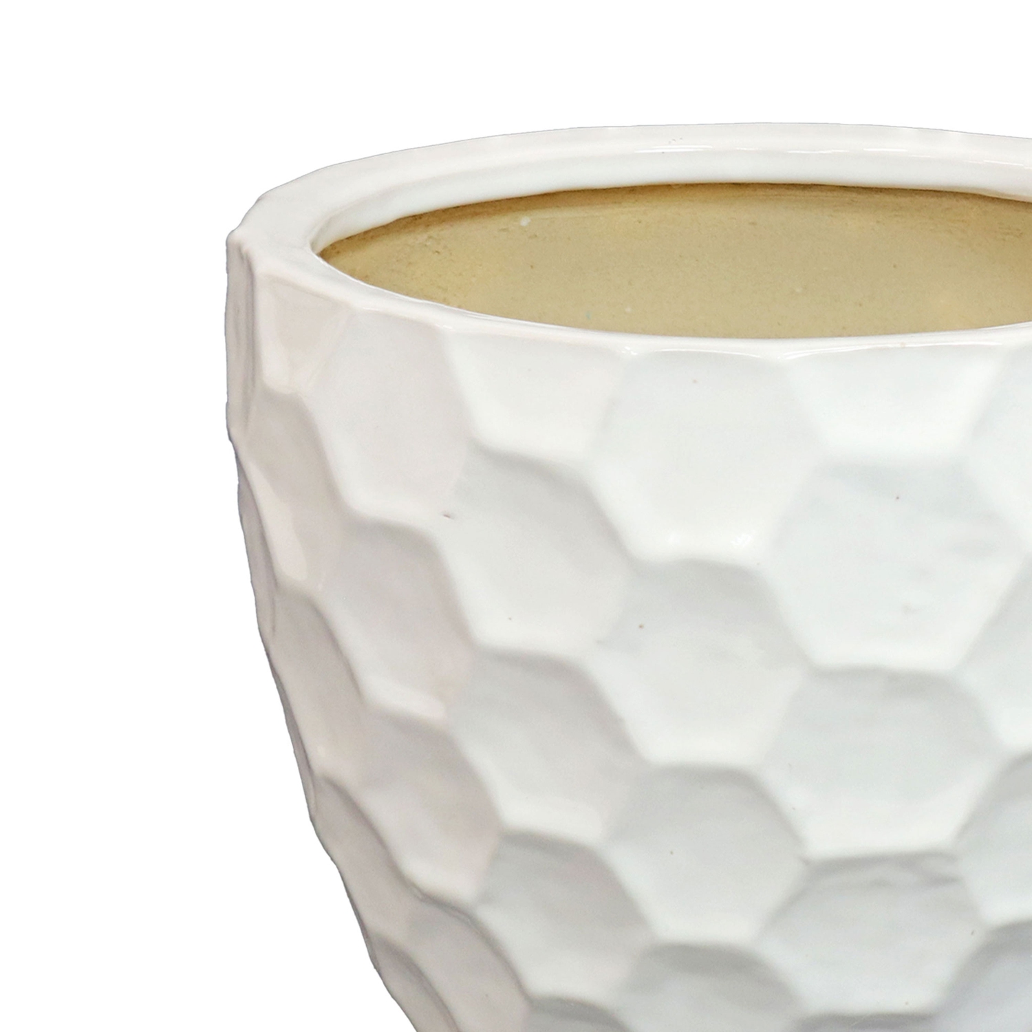 Sunnydaze 13.5" Honeycomb Pattern Ceramic Planter - White - Set of 2
