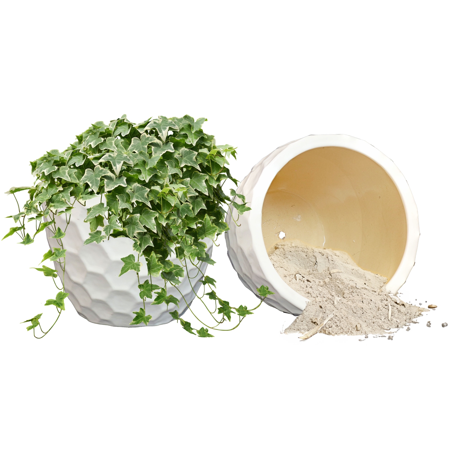 Sunnydaze 13.5" Honeycomb Pattern Ceramic Planter - White - Set of 2