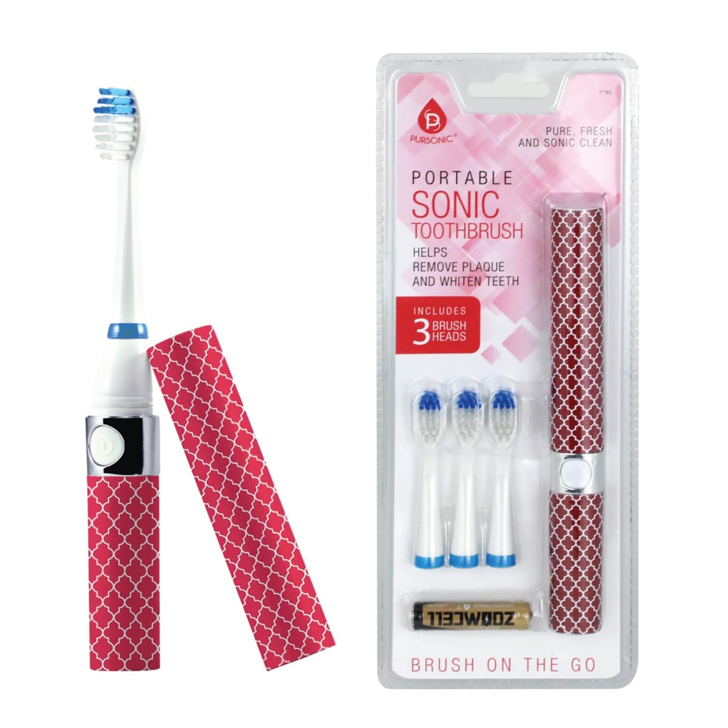 Pursonic Portable Sonic Toothbrush - Red