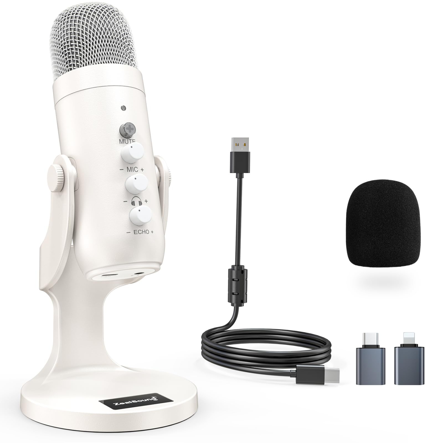 USB Microphone,Condenser Computer PC Mic Gaming Microphones for PS 4&5.Headphone Output&Volume Control,Mic Gain Control,Mute Button for Vocal,YouTube