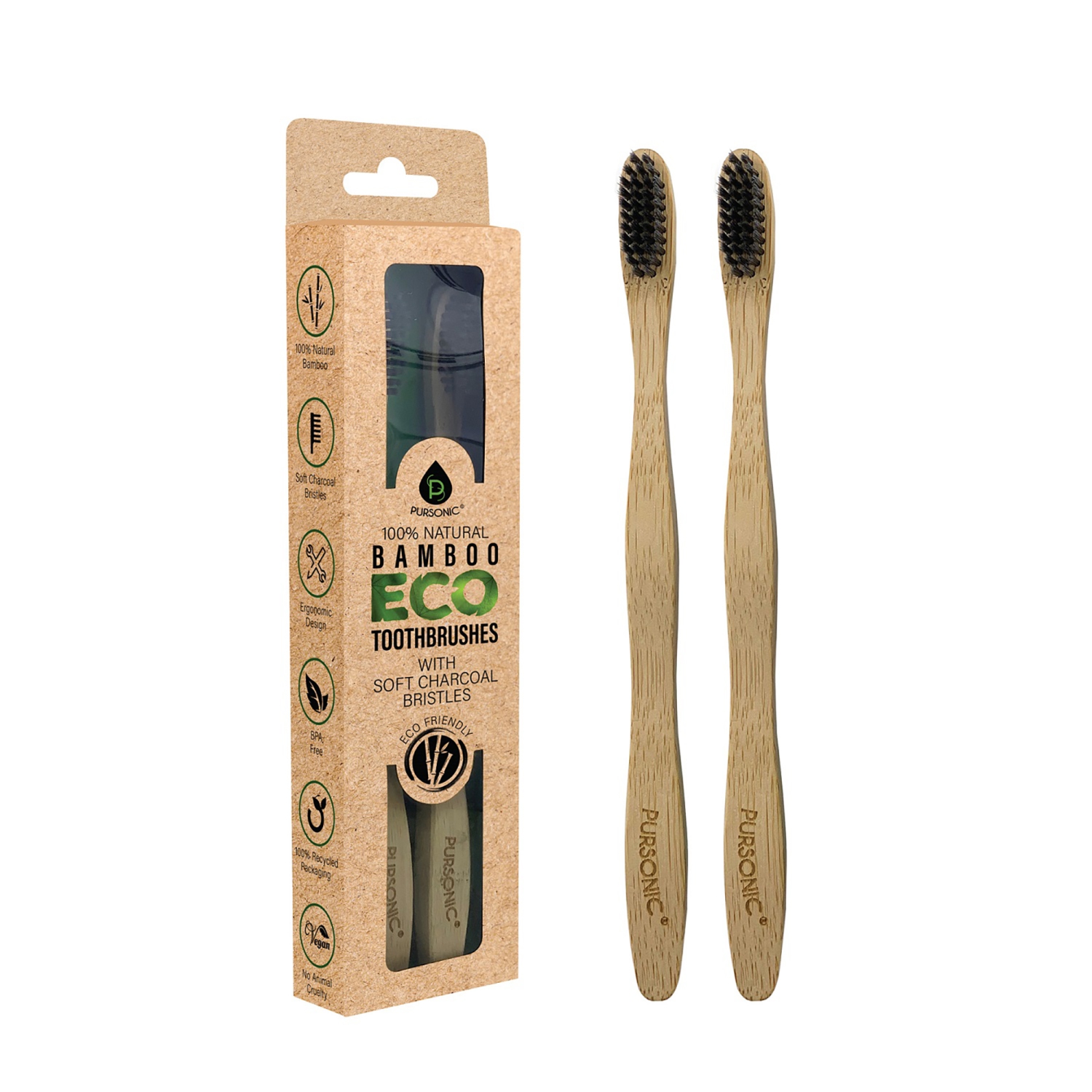 Brosse à dents 100 % bambou naturel de Pursonic