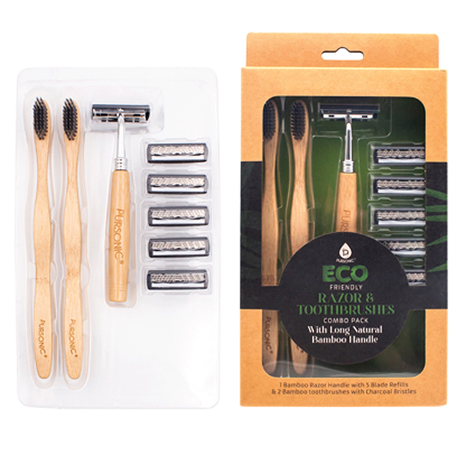 Pursonic Eco Friendly Razor & Toothbrushes Combo Pack