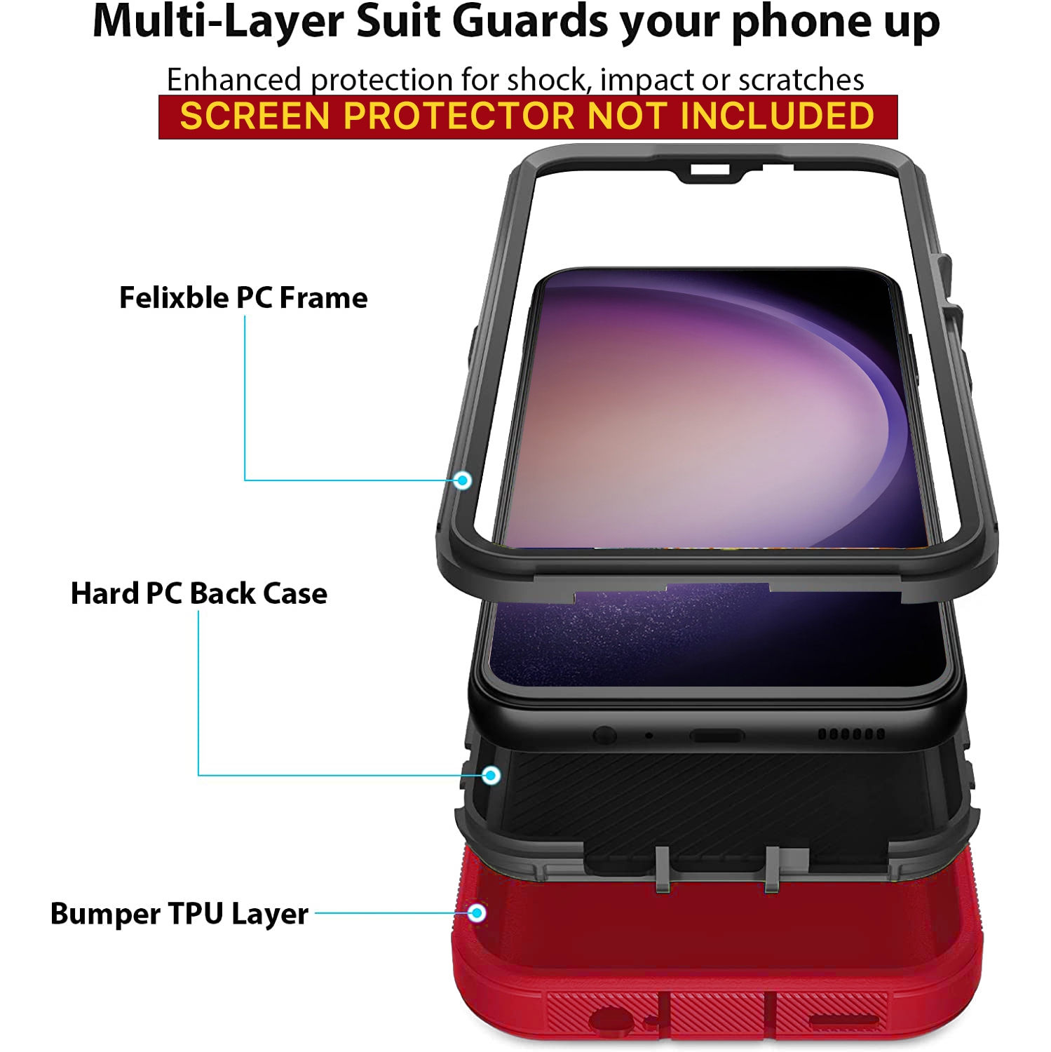 XCRS – Étui robuste triple couche Defender avec protection antichoc pour Galaxy A35 5G 6,6 po de Samsung