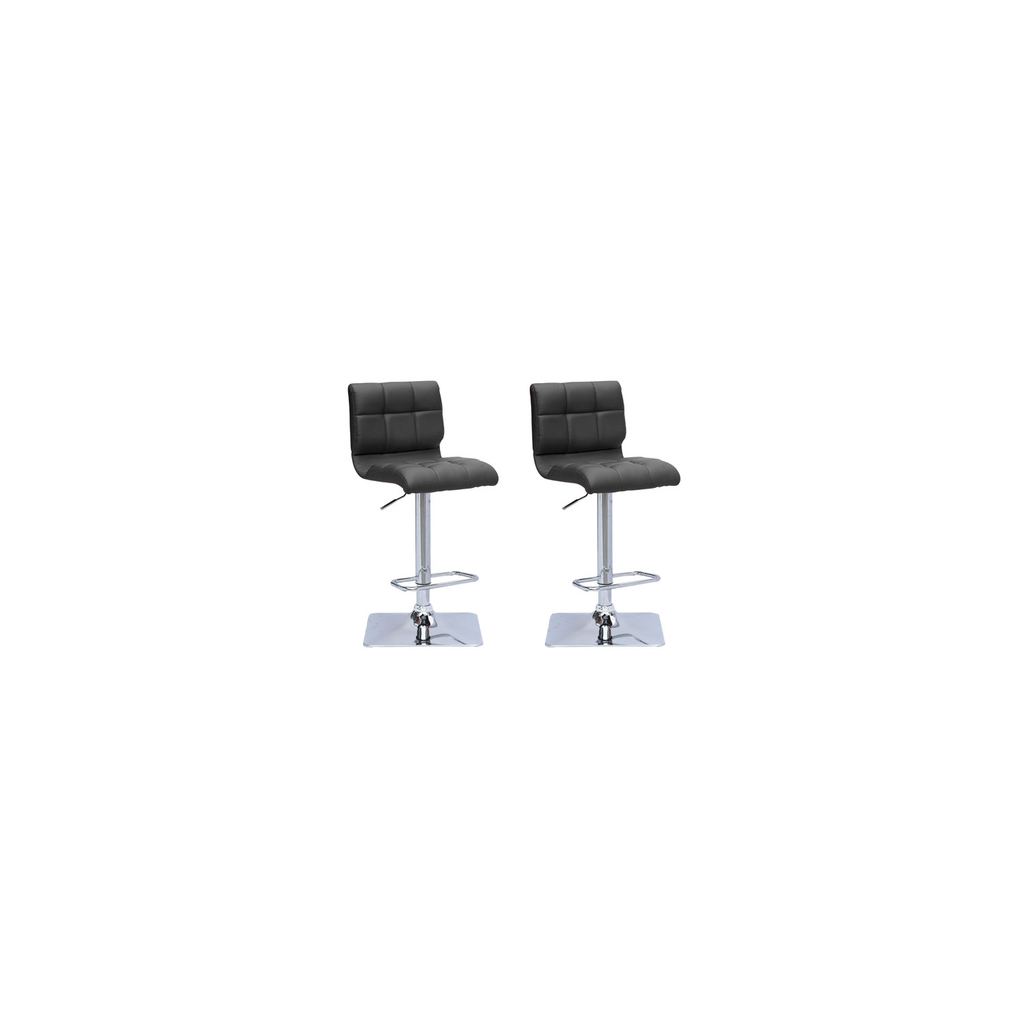Contemporary Adjustable Height Barstool - Set of 2 - Black
